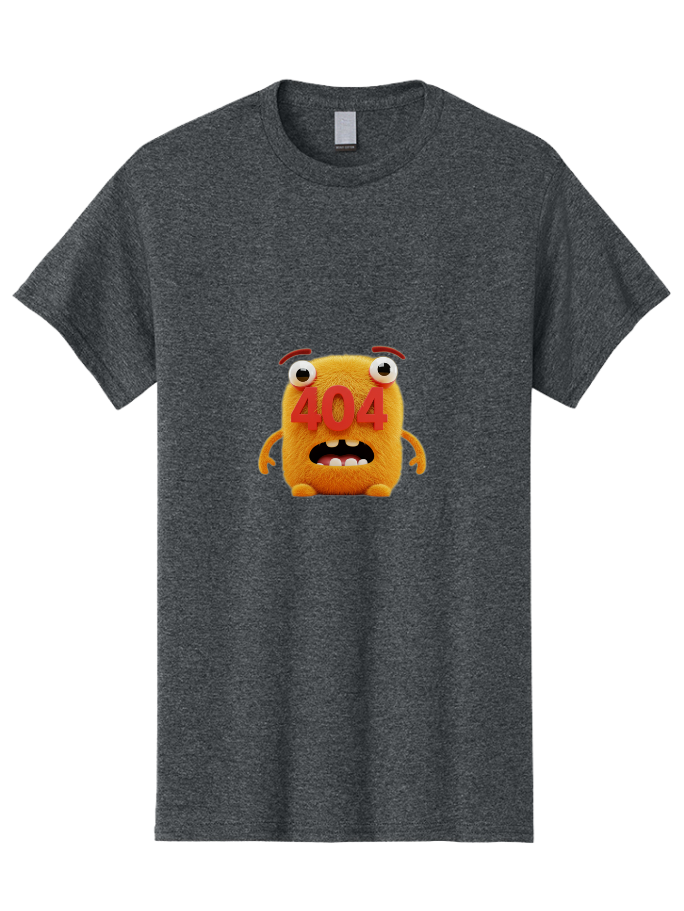 404-Character-1 Men'S Graphic Tee, 100% Cotton, Comfortable Casual Summer Wear, Machine Washable, Error Message, 404 Page Not Found, Cartoon Character, Angry Face, Red Numbers, Fuzzy Texture, Eyeballs Popped Out, Shocked Expression, Baa067 17