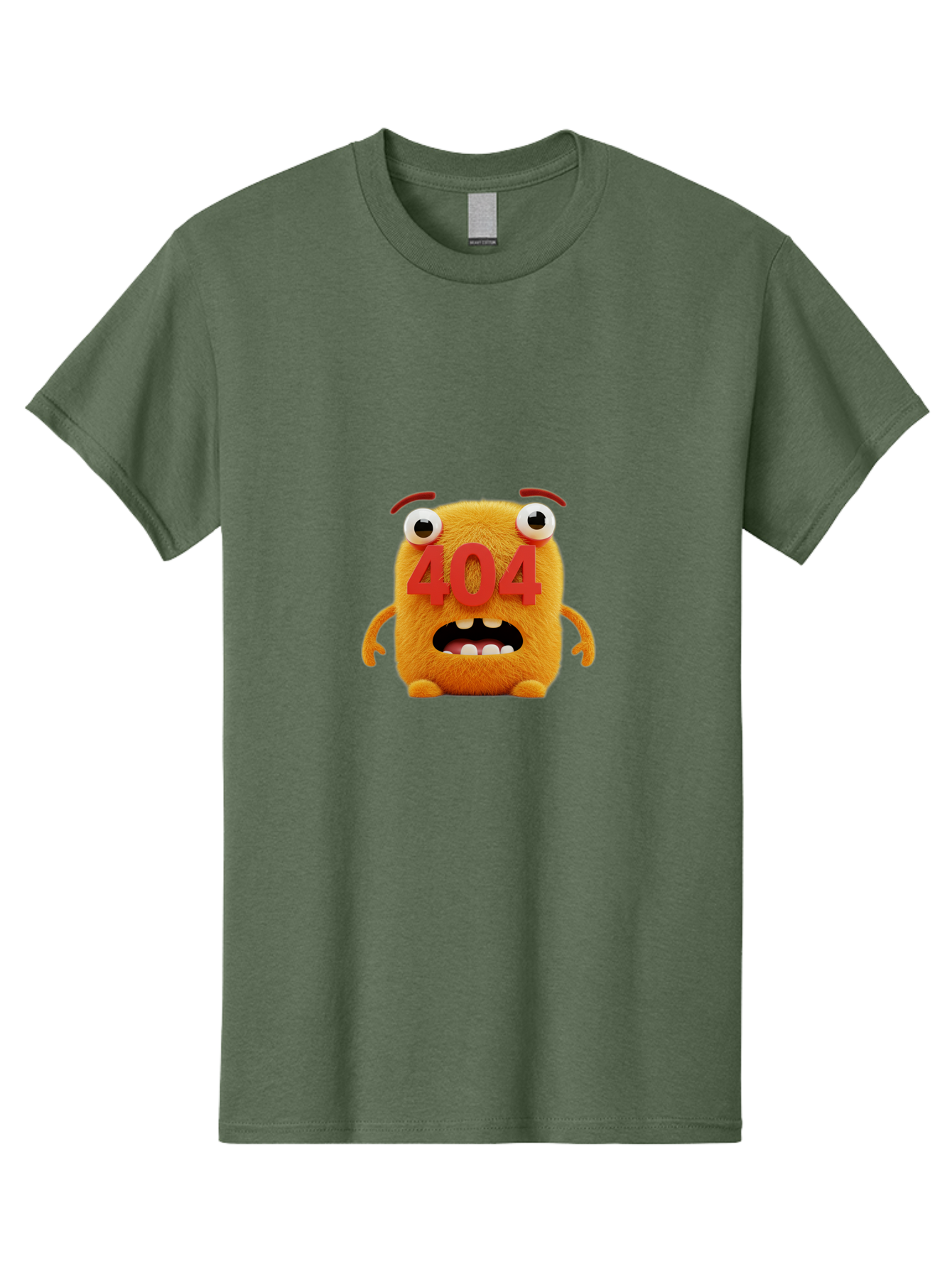 404-Character-1 Men'S Graphic Tee, 100% Cotton, Comfortable Casual Summer Wear, Machine Washable, Error Message, 404 Page Not Found, Cartoon Character, Angry Face, Red Numbers, Fuzzy Texture, Eyeballs Popped Out, Shocked Expression, Baa067 11