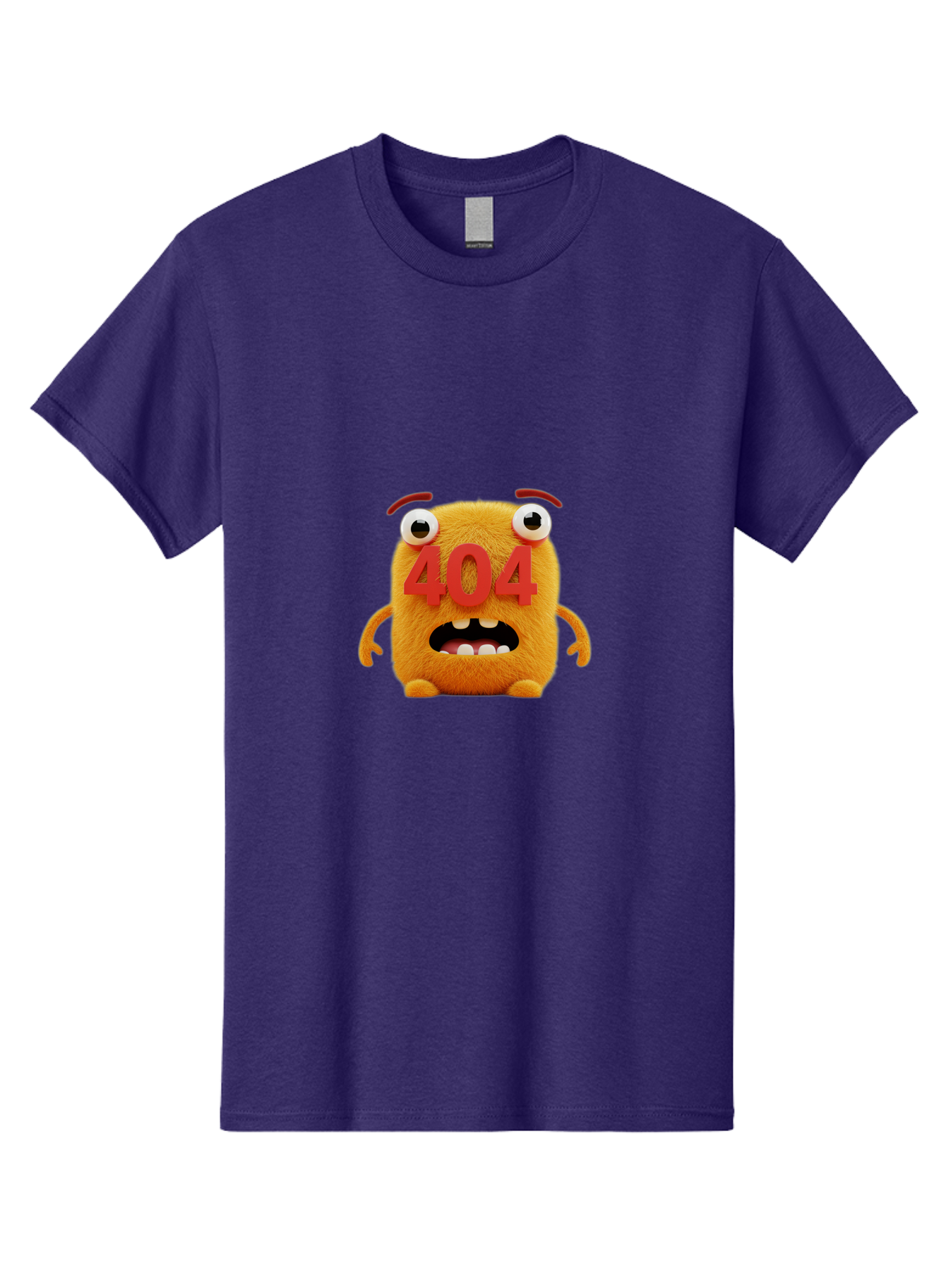 404-Character-1 Men'S Graphic Tee, 100% Cotton, Comfortable Casual Summer Wear, Machine Washable, Error Message, 404 Page Not Found, Cartoon Character, Angry Face, Red Numbers, Fuzzy Texture, Eyeballs Popped Out, Shocked Expression, Baa067 25