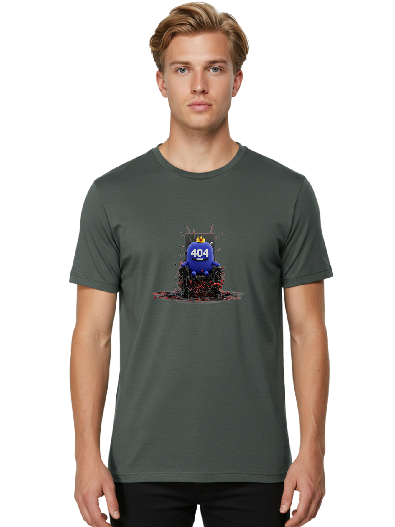404-Character Men'S Graphic Tee, 100% Cotton, Comfortable Casual Summer Wear, Machine Washable, Error 404, Page Not Found, Broken Links, Digital Chaos, Tangled Wires, Frustrated User, Tech Issue, Online Error Baa068 20