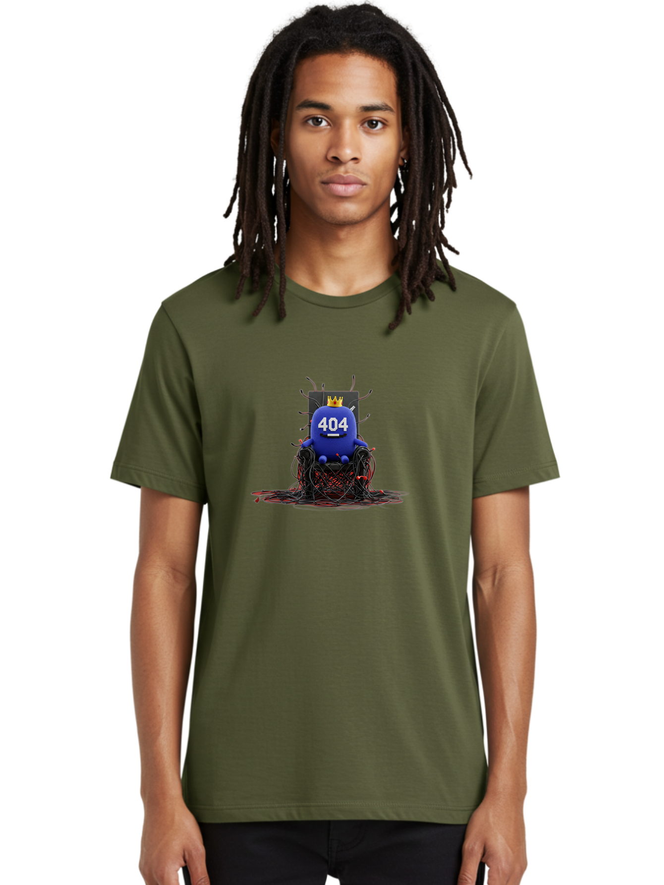 404-Character Men'S Graphic Tee, 100% Cotton, Comfortable Casual Summer Wear, Machine Washable, Error 404, Page Not Found, Broken Links, Digital Chaos, Tangled Wires, Frustrated User, Tech Issue, Online Error Baa068 24