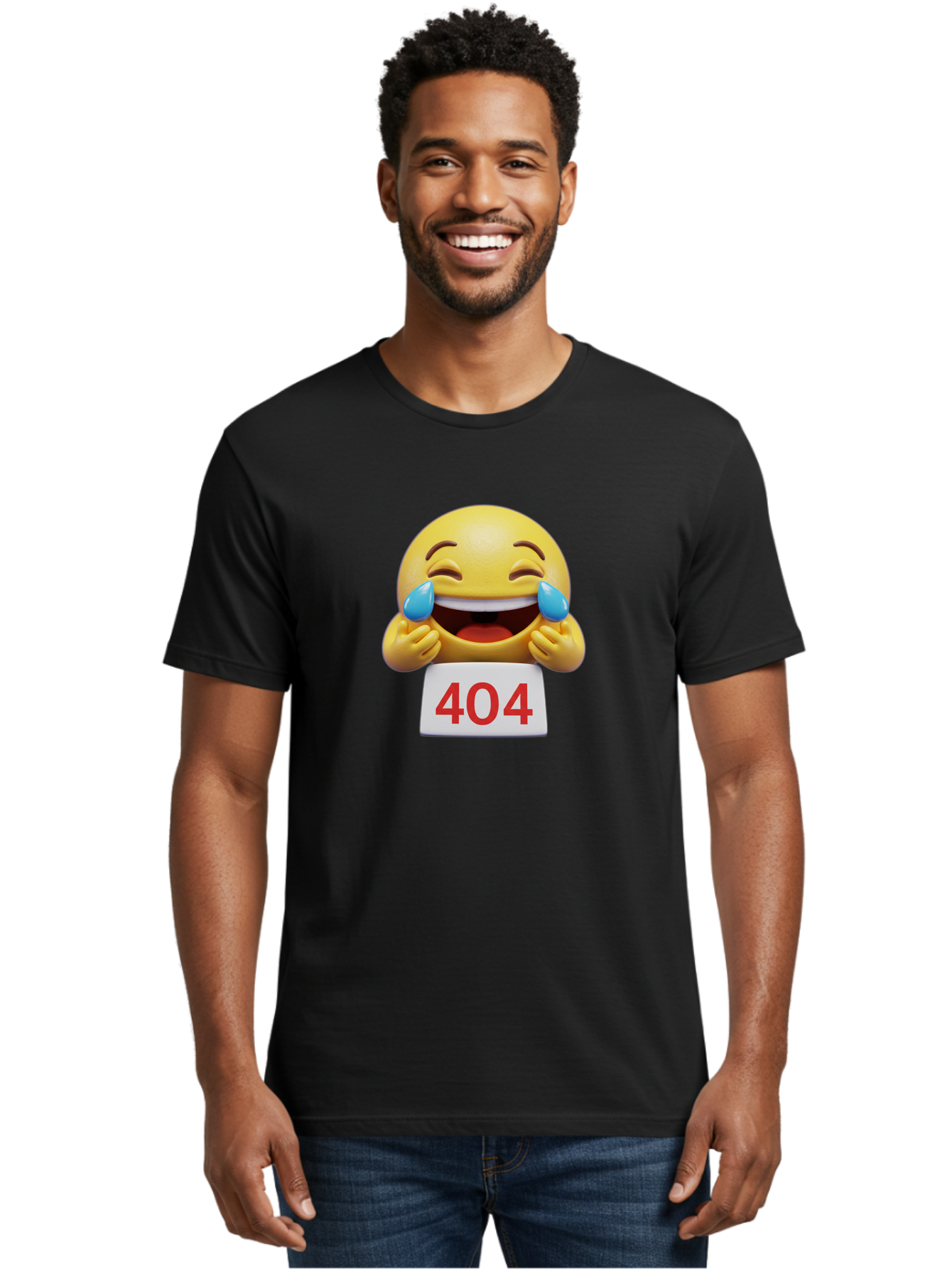 404-Emoji-1 Men'S Graphic Tee, 100% Cotton, Comfortable Casual Summer Wear, Machine Washable, 404 Error, Laughing Emoji, Crying Tears Of Joy, Web Error, Page Not Found, Funny Moments, Online Humor Baa069 22