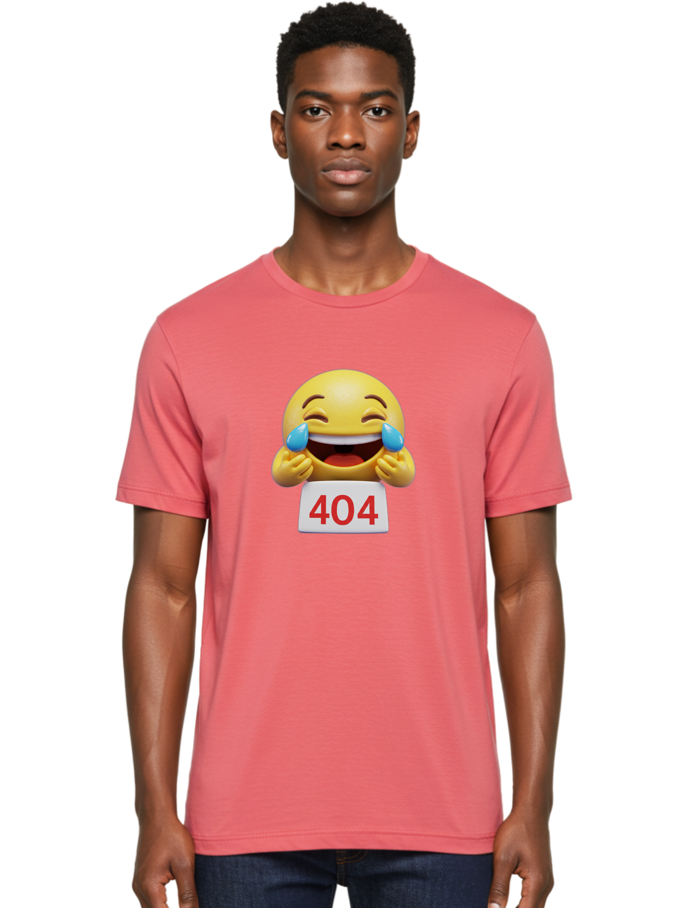 404-Emoji-1 Men'S Graphic Tee, 100% Cotton, Comfortable Casual Summer Wear, Machine Washable, 404 Error, Laughing Emoji, Crying Tears Of Joy, Web Error, Page Not Found, Funny Moments, Online Humor Baa069 8