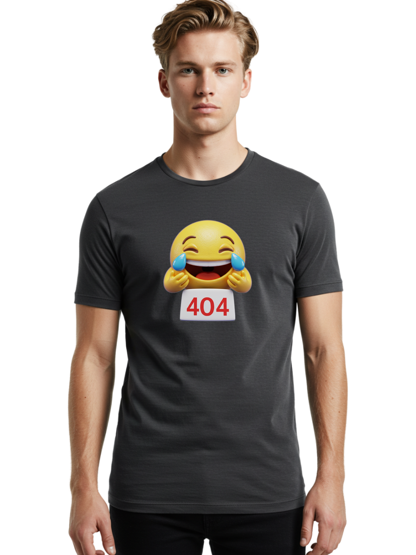404-Emoji-1 Men'S Graphic Tee, 100% Cotton, Comfortable Casual Summer Wear, Machine Washable, 404 Error, Laughing Emoji, Crying Tears Of Joy, Web Error, Page Not Found, Funny Moments, Online Humor Baa069 14