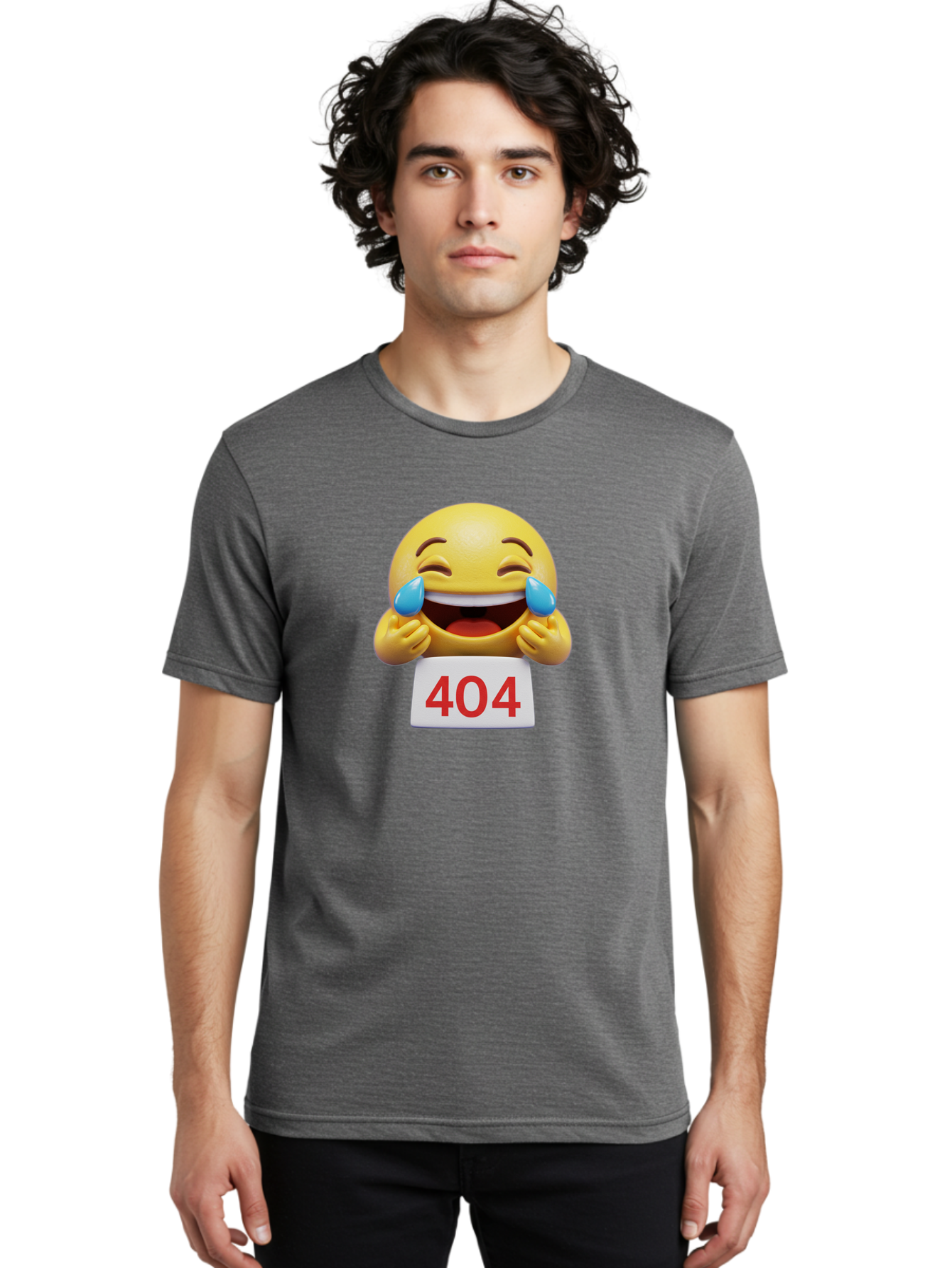 404-Emoji-1 Men'S Graphic Tee, 100% Cotton, Comfortable Casual Summer Wear, Machine Washable, 404 Error, Laughing Emoji, Crying Tears Of Joy, Web Error, Page Not Found, Funny Moments, Online Humor Baa069 28