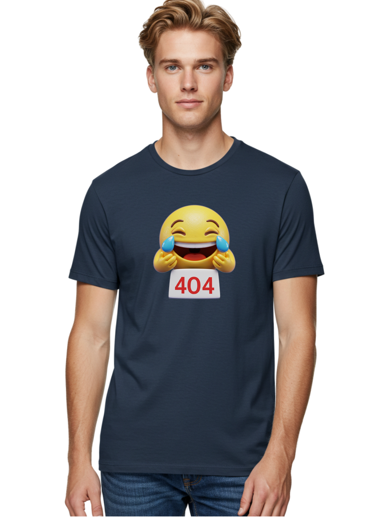 404-Emoji-1 Men'S Graphic Tee, 100% Cotton, Comfortable Casual Summer Wear, Machine Washable, 404 Error, Laughing Emoji, Crying Tears Of Joy, Web Error, Page Not Found, Funny Moments, Online Humor Baa069 20