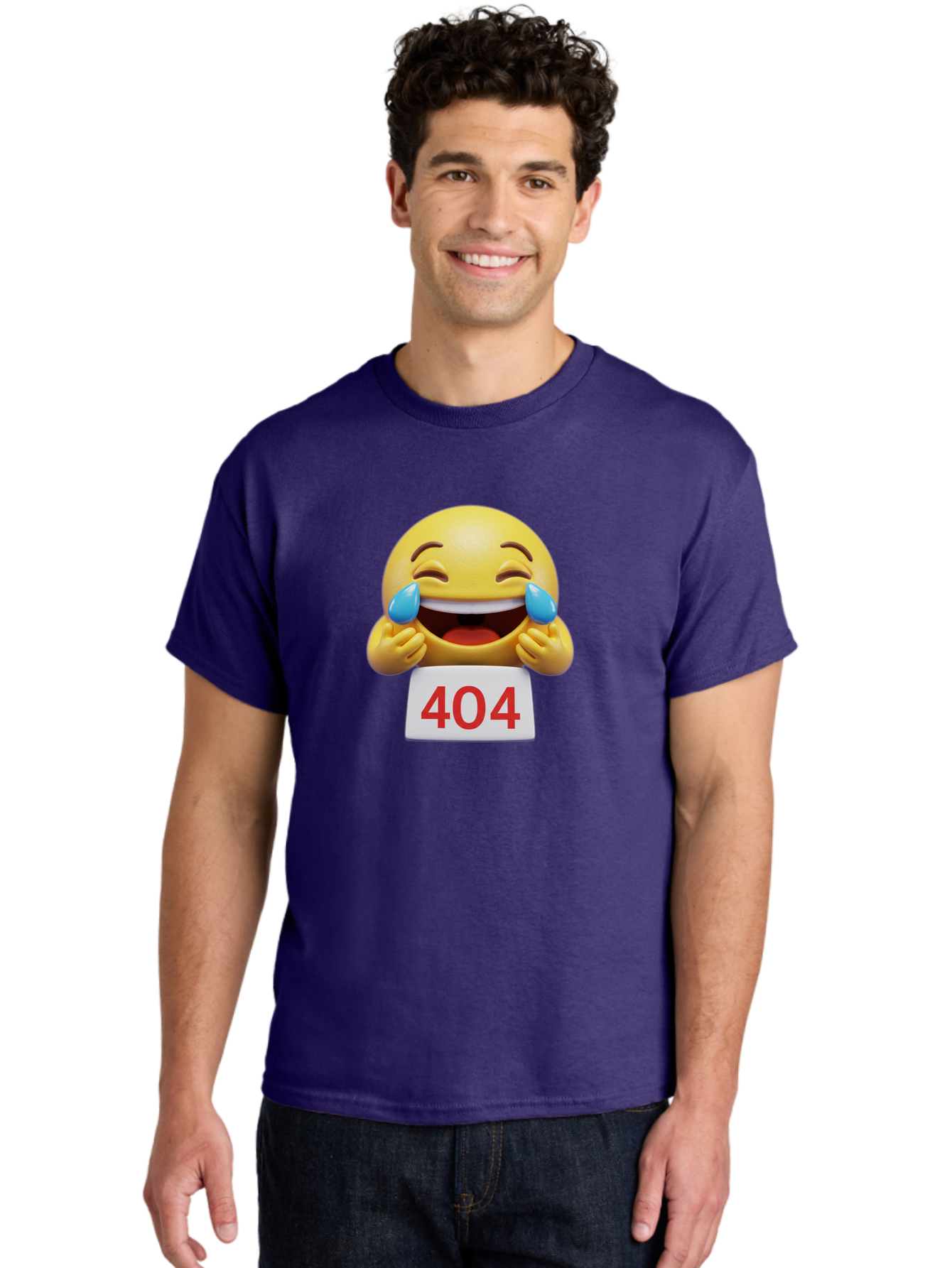 404-Emoji-1 Men'S Graphic Tee, 100% Cotton, Comfortable Casual Summer Wear, Machine Washable, 404 Error, Laughing Emoji, Crying Tears Of Joy, Web Error, Page Not Found, Funny Moments, Online Humor Baa069 26