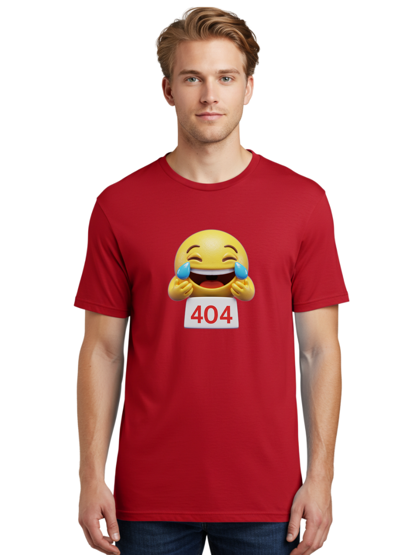 404-Emoji-1 Men'S Graphic Tee, 100% Cotton, Comfortable Casual Summer Wear, Machine Washable, 404 Error, Laughing Emoji, Crying Tears Of Joy, Web Error, Page Not Found, Funny Moments, Online Humor Baa069 30