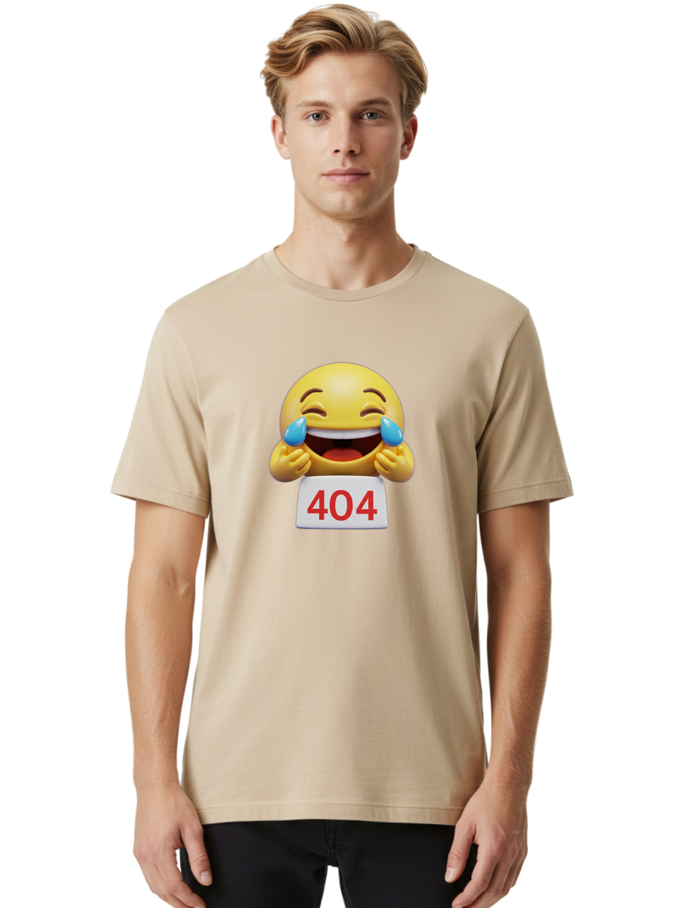 404-Emoji-1 Men'S Graphic Tee, 100% Cotton, Comfortable Casual Summer Wear, Machine Washable, 404 Error, Laughing Emoji, Crying Tears Of Joy, Web Error, Page Not Found, Funny Moments, Online Humor Baa069 24