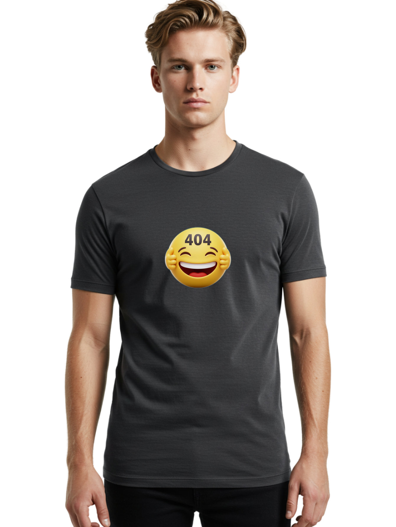 404-Emoji Men'S Graphic Tee, 100% Cotton, Comfortable Casual Summer Wear, Machine Washable, Error 404, Laughing Emoji, Funny Face, Humor, Internet Meme, Page Not Found, Error Message, Comedic Relief Baa071 8
