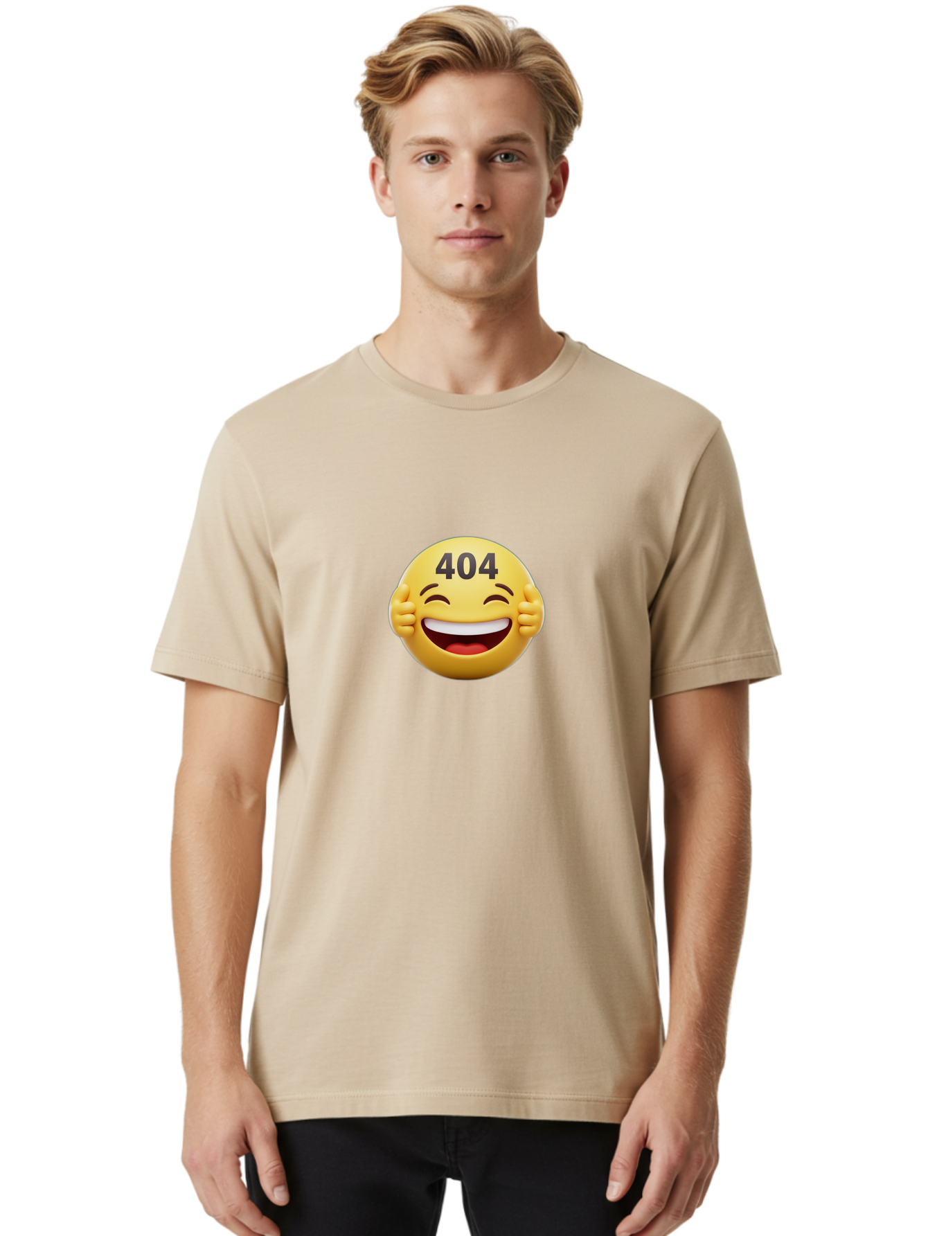 404-Emoji Men'S Graphic Tee, 100% Cotton, Comfortable Casual Summer Wear, Machine Washable, Error 404, Laughing Emoji, Funny Face, Humor, Internet Meme, Page Not Found, Error Message, Comedic Relief Baa071 14