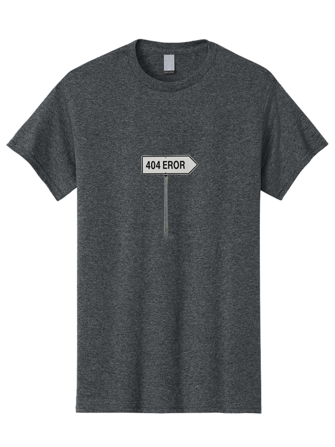 404-Eror Men'S Graphic Tee, 100% Cotton, Comfortable Casual Summer Wear, Machine Washable, 404 Error Sign, Navigation Sign, Error Message, Directional Sign, Misspelled Text, White Sign, Black Text, Arrow Sign, Metal Pole, Page Not Found Baa072 23