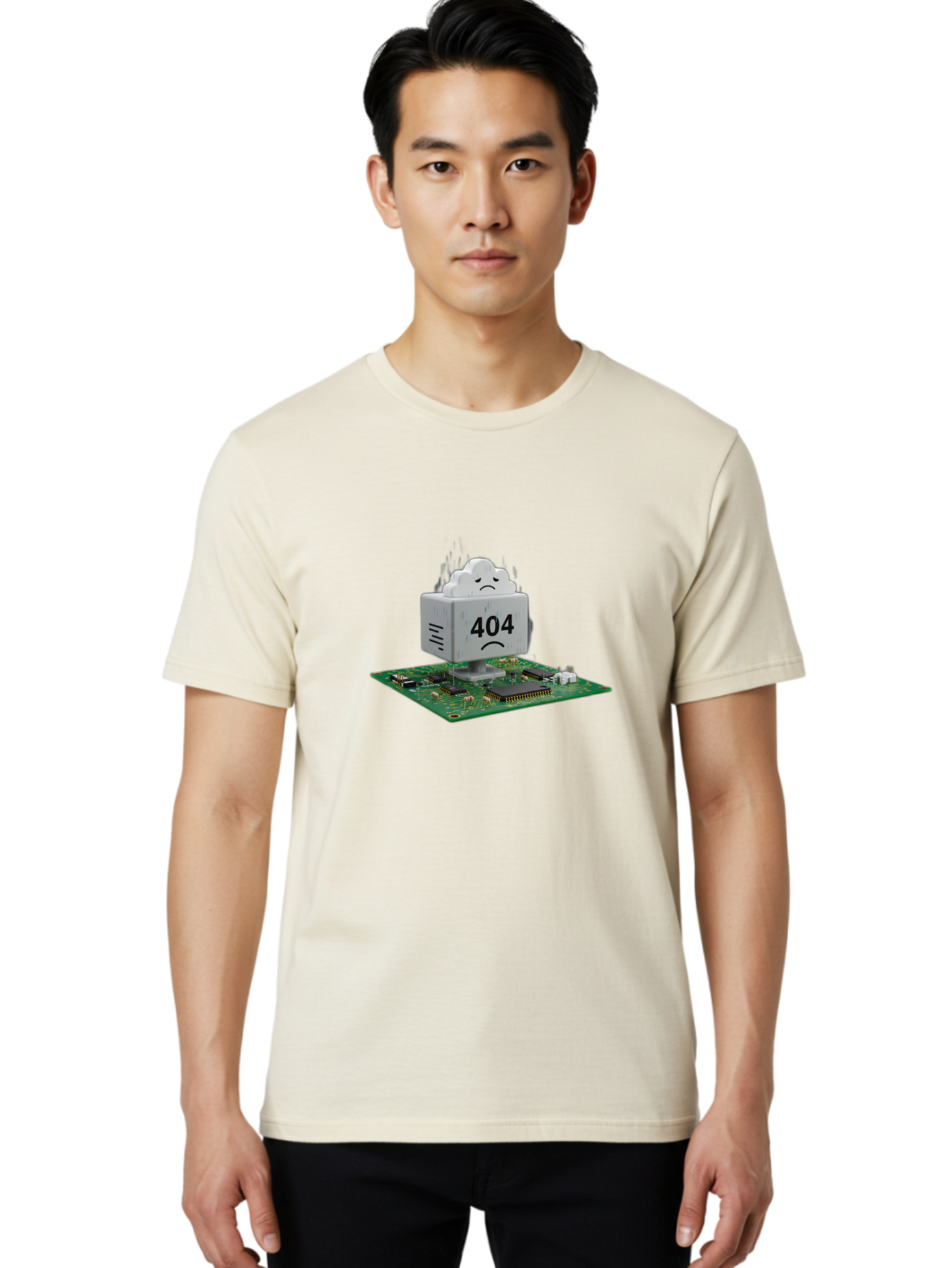 404-Error-10 Men'S Graphic Tee, 100% Cotton, Comfortable Casual Summer Wear, Machine Washable, 404 Error Message, Sad Cloud, Unhappy Face, Computer Hardware, Circuit Board, Error Code, Webpage Not Found, Broken Link, Digital Frustration, Baa074 18