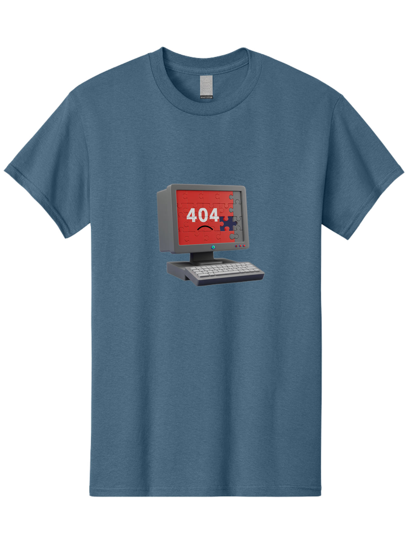 404-Error-11 Men'S Graphic Tee, 100% Cotton, Comfortable Casual Summer Wear, Machine Washable, Computer Monitor Displaying 404 Error, Jigsaw Puzzle Pieces, Error Message, Broken Screen, Technical Issue, Puzzle Pieces Falling Apart, Baa075 25
