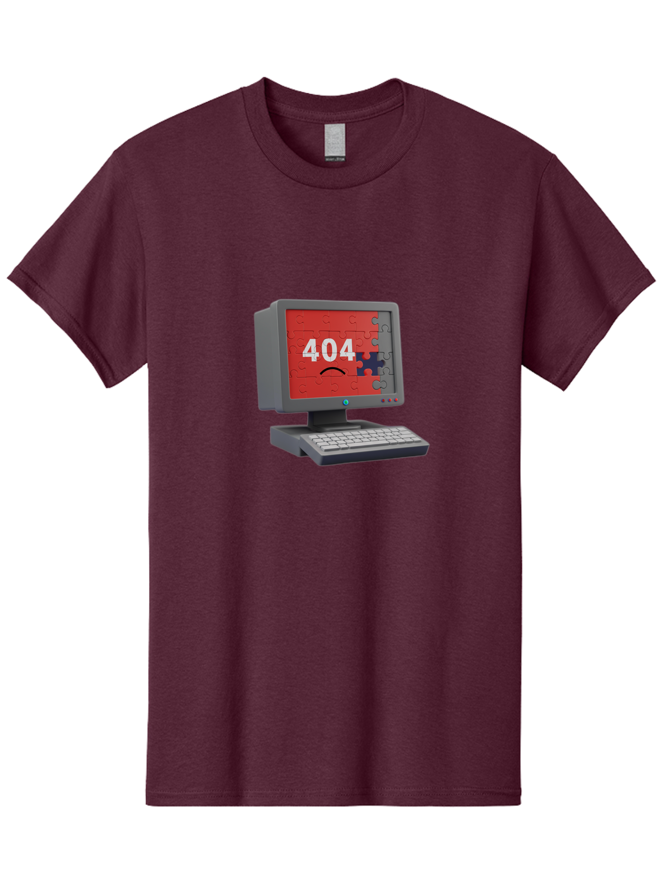 404-Error-11 Men'S Graphic Tee, 100% Cotton, Comfortable Casual Summer Wear, Machine Washable, Computer Monitor Displaying 404 Error, Jigsaw Puzzle Pieces, Error Message, Broken Screen, Technical Issue, Puzzle Pieces Falling Apart, Baa075 5