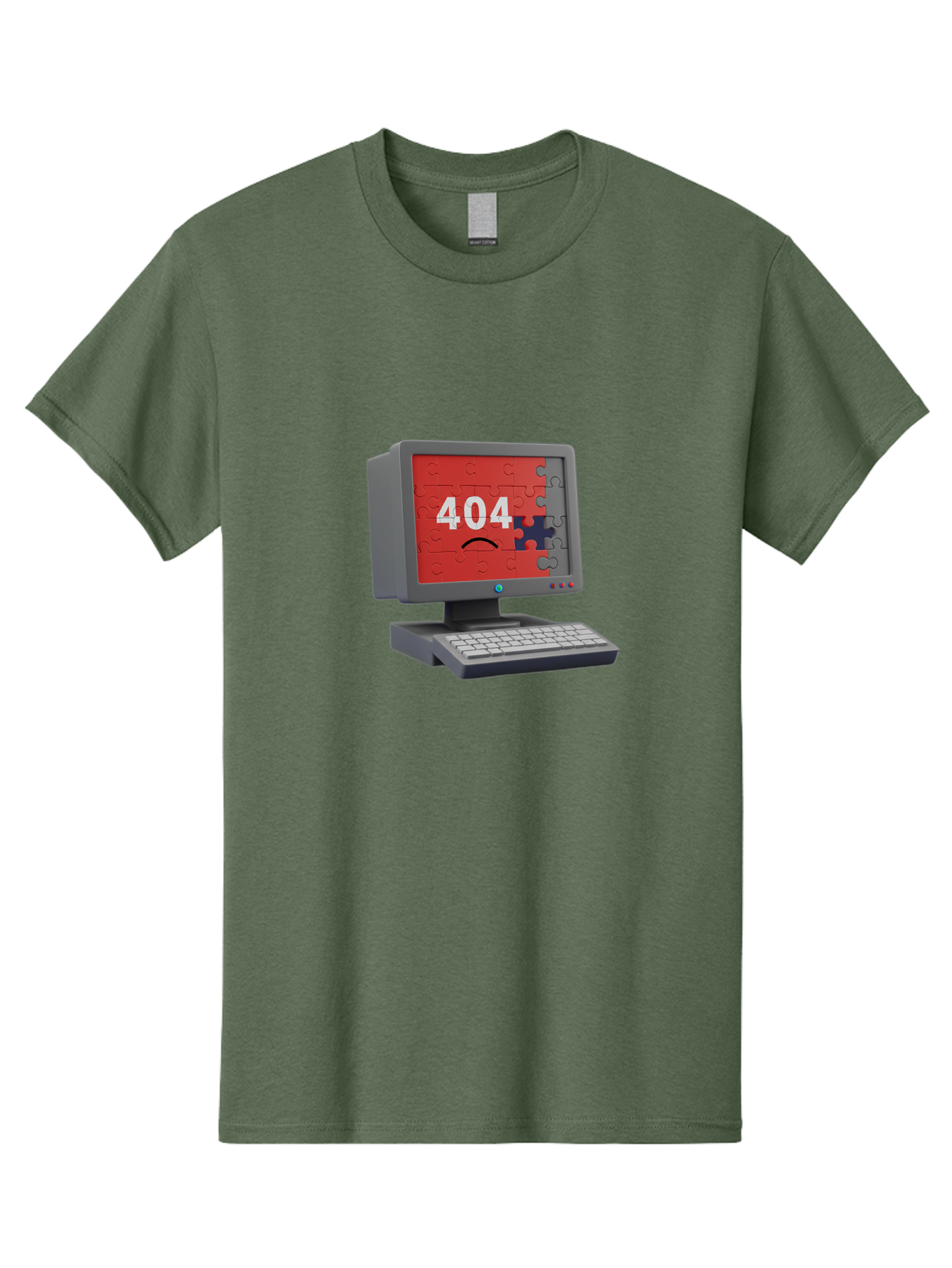 404-Error-11 Men'S Graphic Tee, 100% Cotton, Comfortable Casual Summer Wear, Machine Washable, Computer Monitor Displaying 404 Error, Jigsaw Puzzle Pieces, Error Message, Broken Screen, Technical Issue, Puzzle Pieces Falling Apart, Baa075 3
