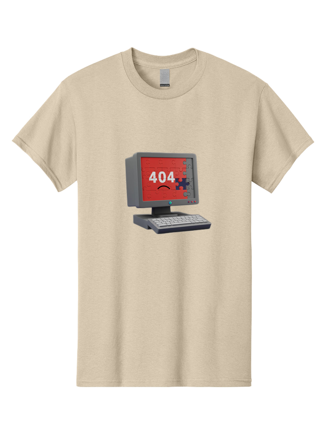 404-Error-11 Men'S Graphic Tee, 100% Cotton, Comfortable Casual Summer Wear, Machine Washable, Computer Monitor Displaying 404 Error, Jigsaw Puzzle Pieces, Error Message, Broken Screen, Technical Issue, Puzzle Pieces Falling Apart, Baa075 27
