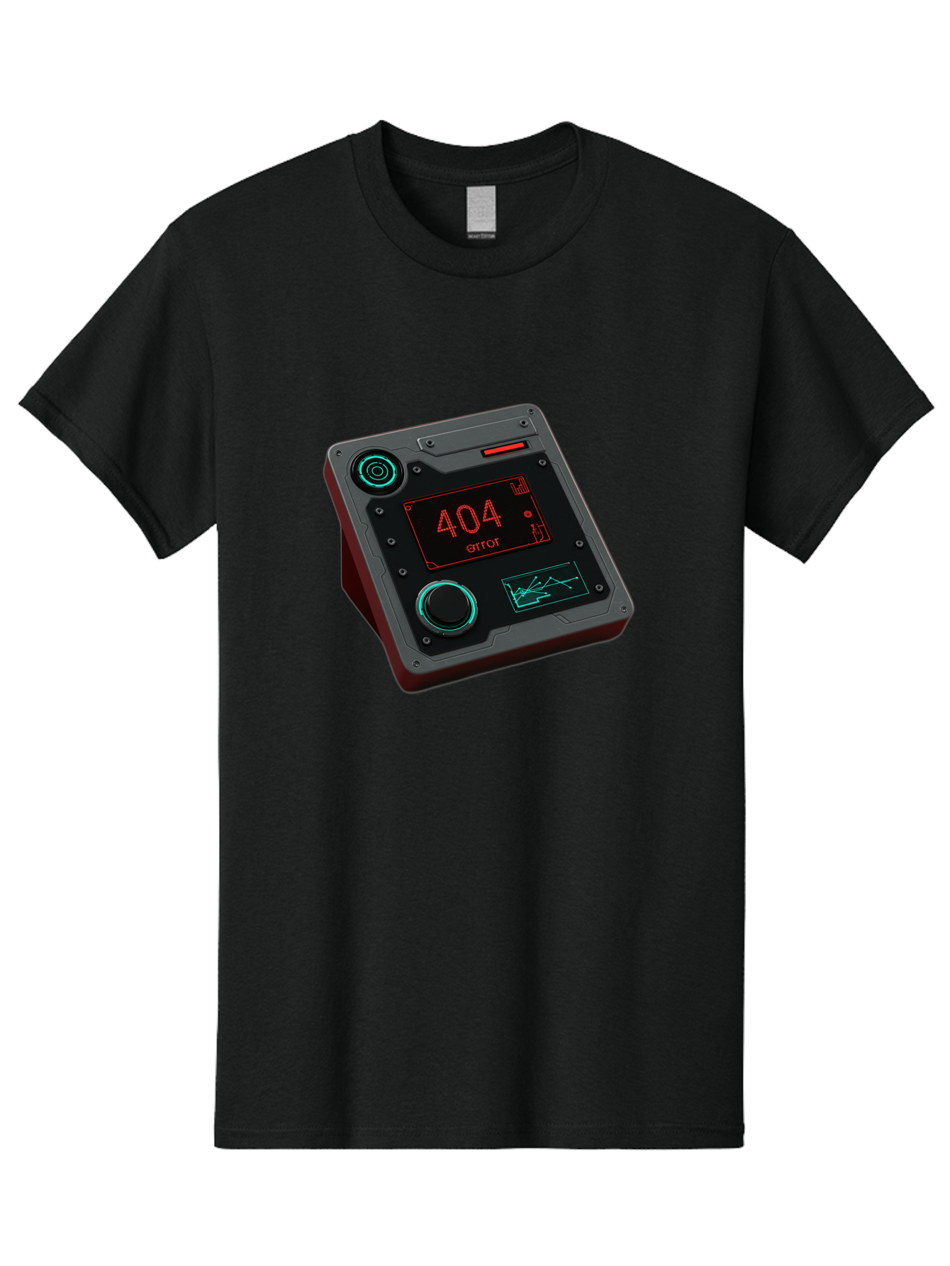 404-Error-4 Men'S Graphic Tee, 100% Cotton, Comfortable Casual Summer Wear, Machine Washable, Futuristic Device, 404 Error Message, Neon Lights, Digital Display, Error Screen, Cyberpunk Technology, Glitchy Interface, High-Tech Gadget Baa078 21
