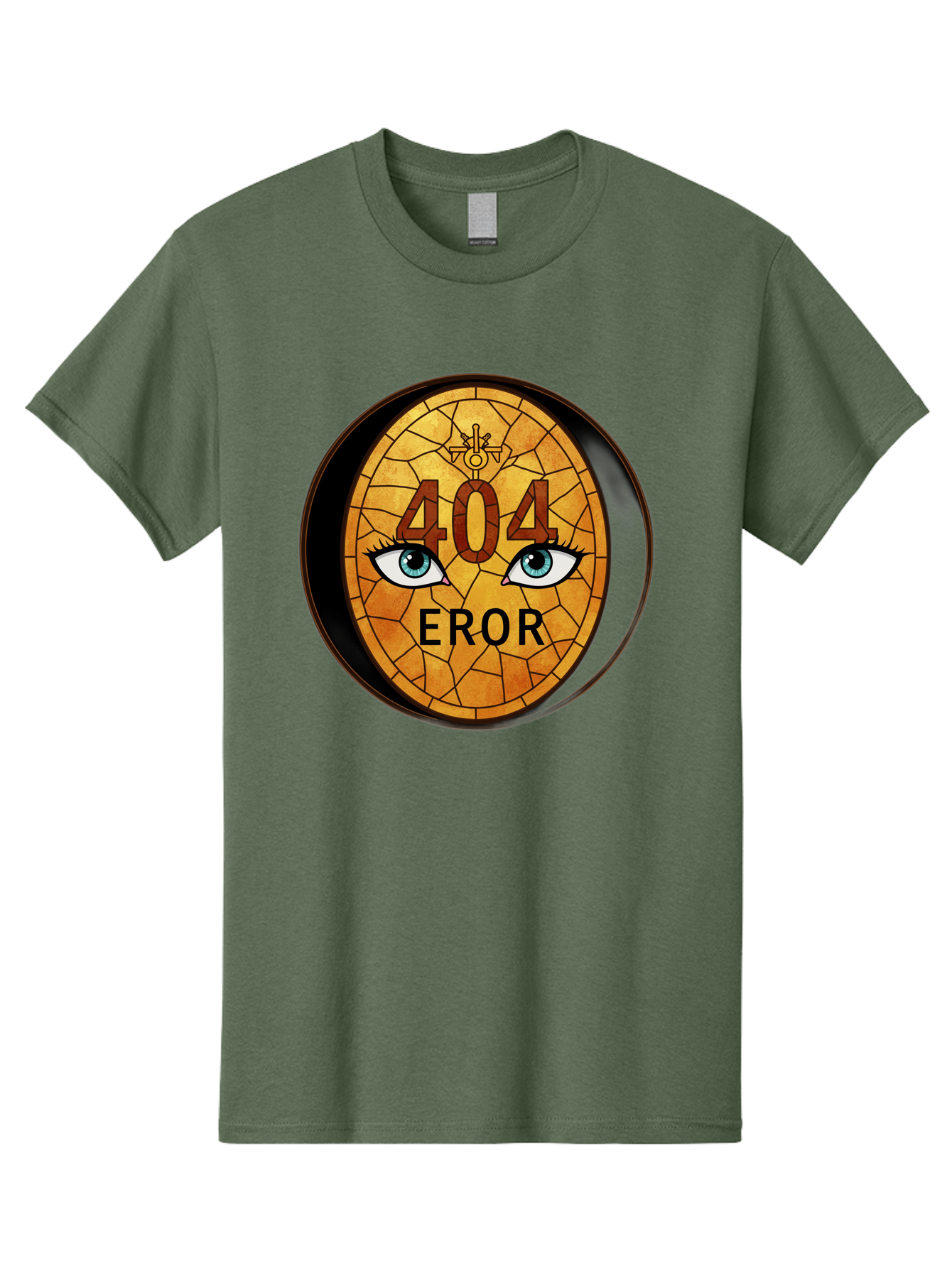 404-Error-7 Men'S Graphic Tee, 100% Cotton, Comfortable Casual Summer Wear, Machine Washable, 404 Error Message, Stained Glass Art, Mysterious Eyes, Website Error, Broken Link, Technical Issue, Surreal Design, Eye-Catching Graphic, Baa081 17