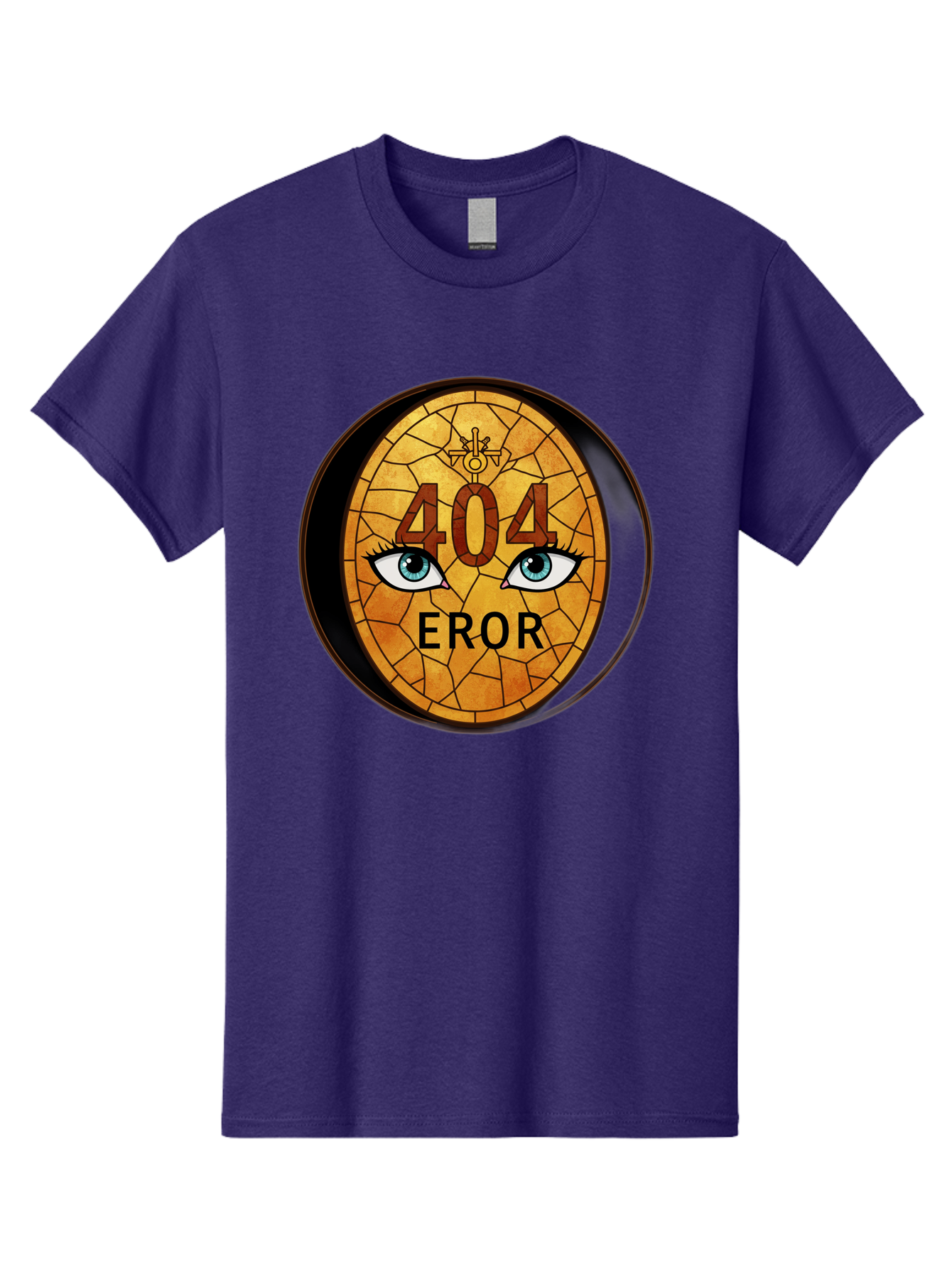 404-Error-7 Men'S Graphic Tee, 100% Cotton, Comfortable Casual Summer Wear, Machine Washable, 404 Error Message, Stained Glass Art, Mysterious Eyes, Website Error, Broken Link, Technical Issue, Surreal Design, Eye-Catching Graphic, Baa081 15