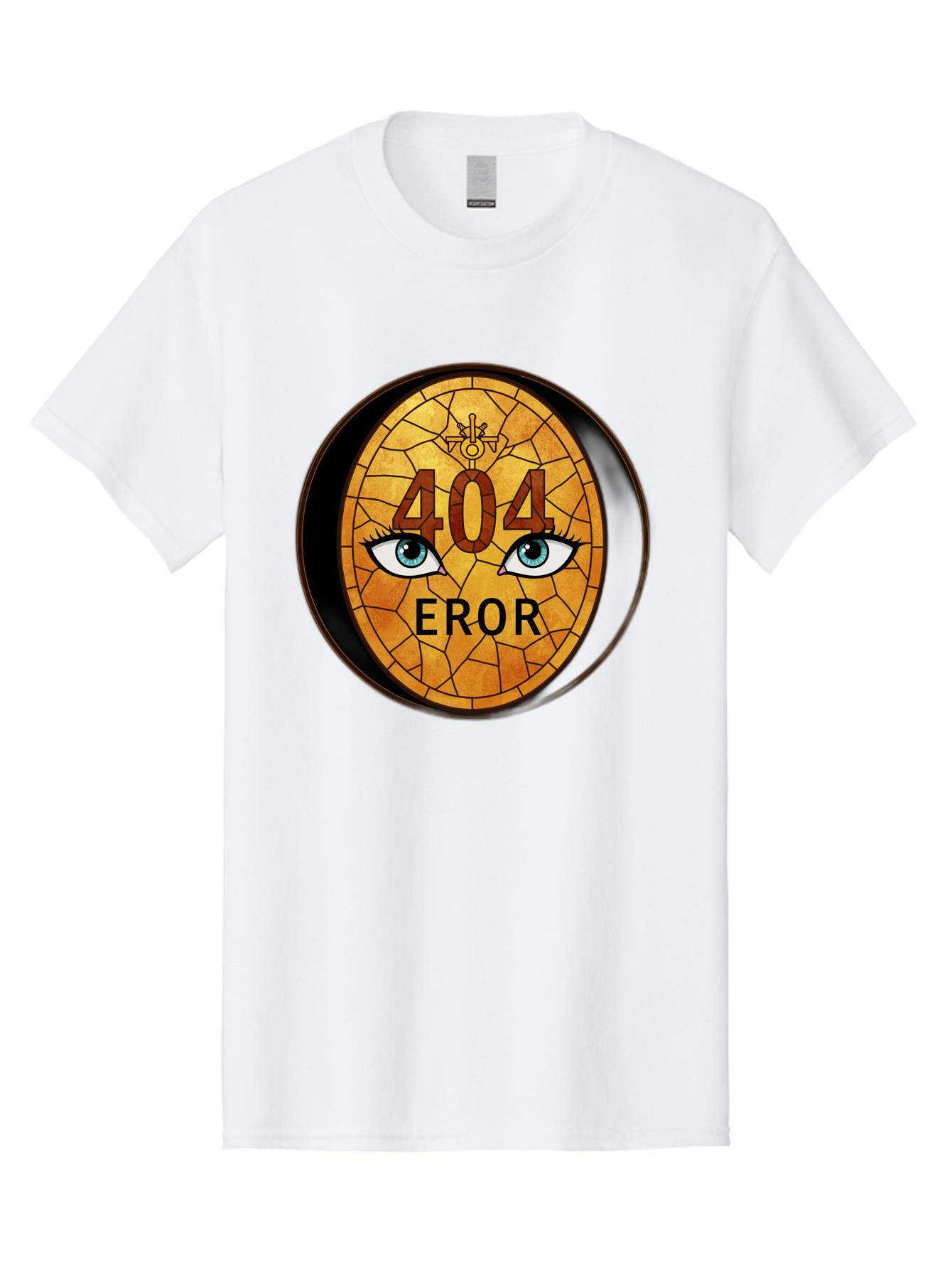 404-Error-7 Men'S Graphic Tee, 100% Cotton, Comfortable Casual Summer Wear, Machine Washable, 404 Error Message, Stained Glass Art, Mysterious Eyes, Website Error, Broken Link, Technical Issue, Surreal Design, Eye-Catching Graphic, Baa081 13