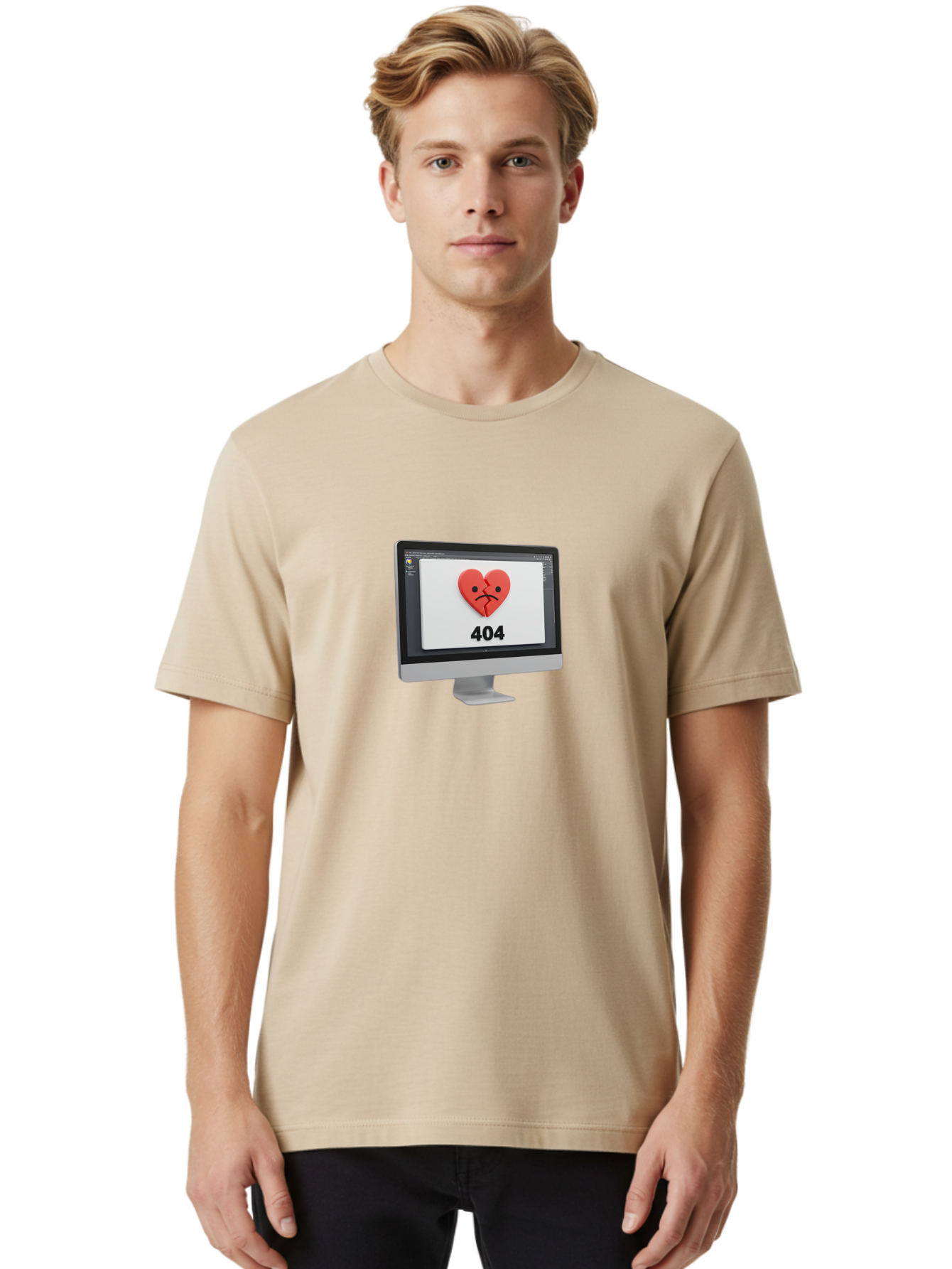404-Error-Heart Men'S Graphic Tee, 100% Cotton, Comfortable Casual Summer Wear, Machine Washable, 404 Error Page, Broken Heart, Sad Face, Heartbreak Symbol, Webpage Not Found, Technical Issue, Error Message, Frustrated User Baa085 20