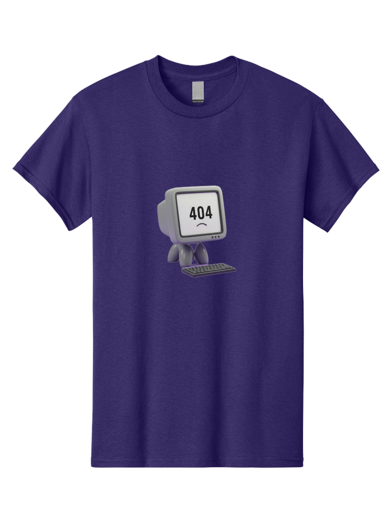 404-Error-Monitor Men'S Graphic Tee, 100% Cotton, Comfortable Casual Summer Wear, Machine Washable, 404 Error Message, Computer With Sad Face, Broken Link, Website Not Found, Error Page, Technical Issue, Webpage Unavailable, Sad Emoticon, Baa086 25