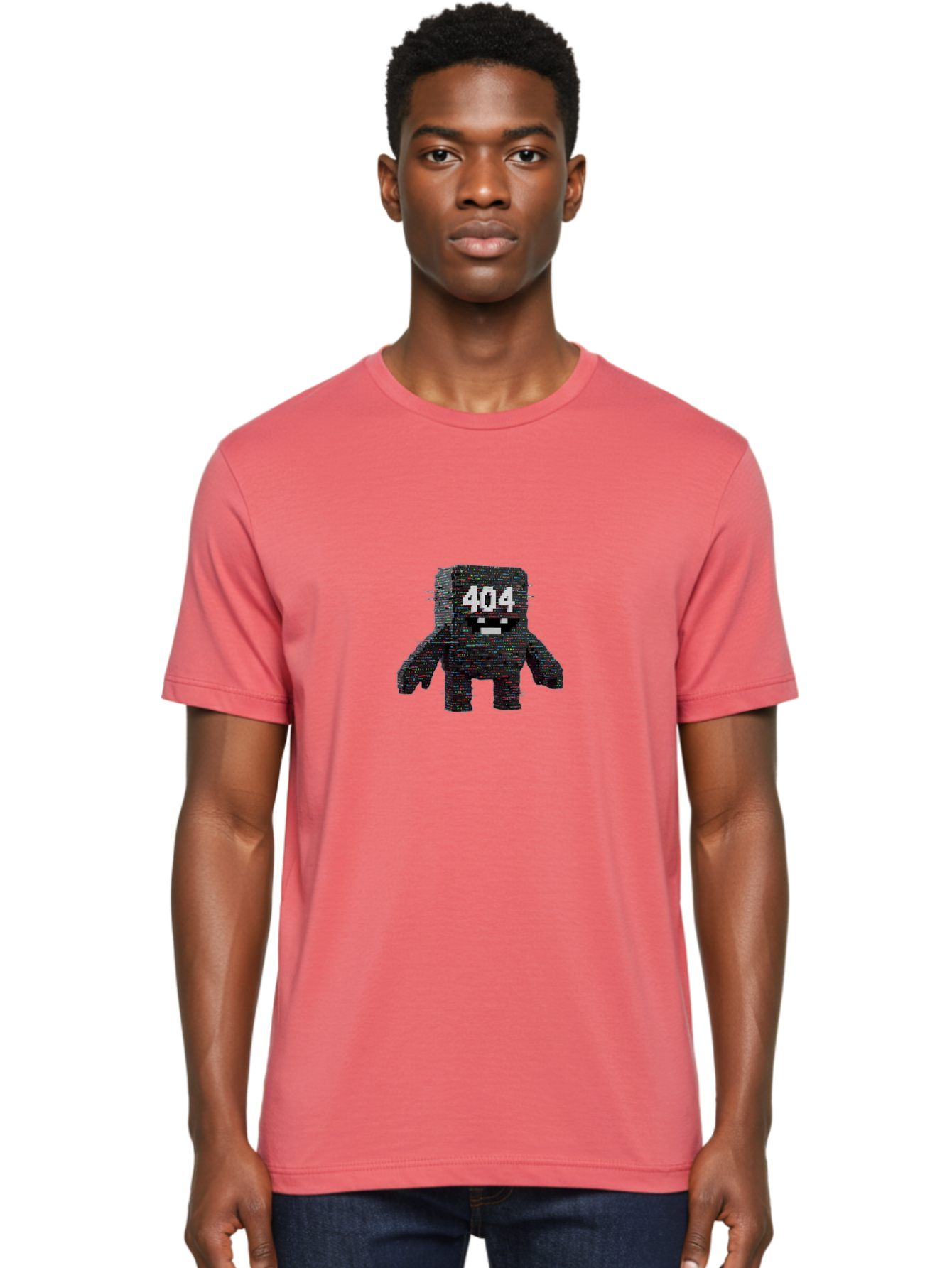404-Error-Monster Men'S Graphic Tee, 100% Cotton, Comfortable Casual Summer Wear, Machine Washable, Glitchy Monster, Error Message, 404, Distorted Creature, Digital Art, Pixelated Character, Creepy Figure, Faulty Code, Malfunctioning, Baa087 20