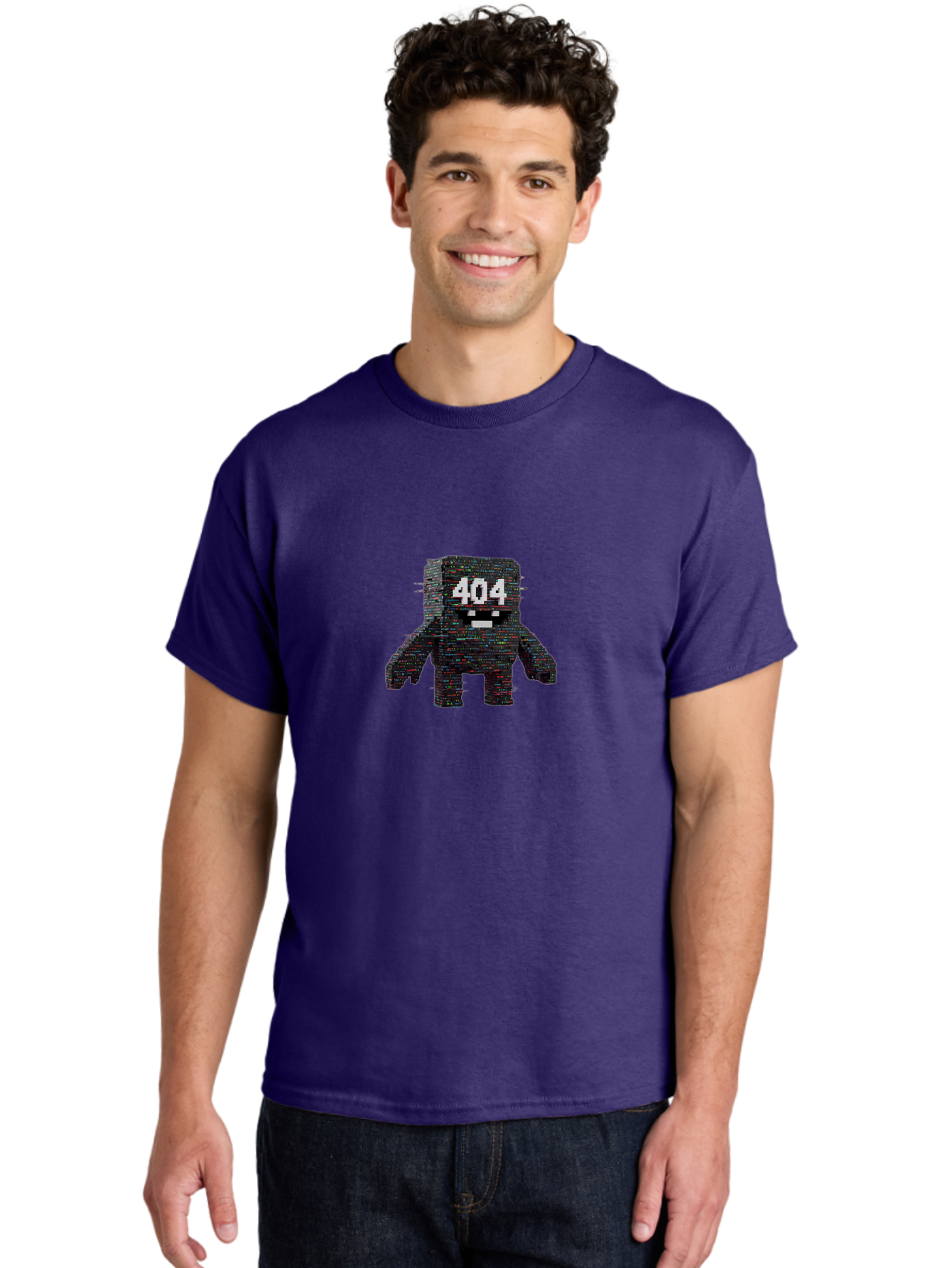 404-Error-Monster Men'S Graphic Tee, 100% Cotton, Comfortable Casual Summer Wear, Machine Washable, Glitchy Monster, Error Message, 404, Distorted Creature, Digital Art, Pixelated Character, Creepy Figure, Faulty Code, Malfunctioning, Baa087 22