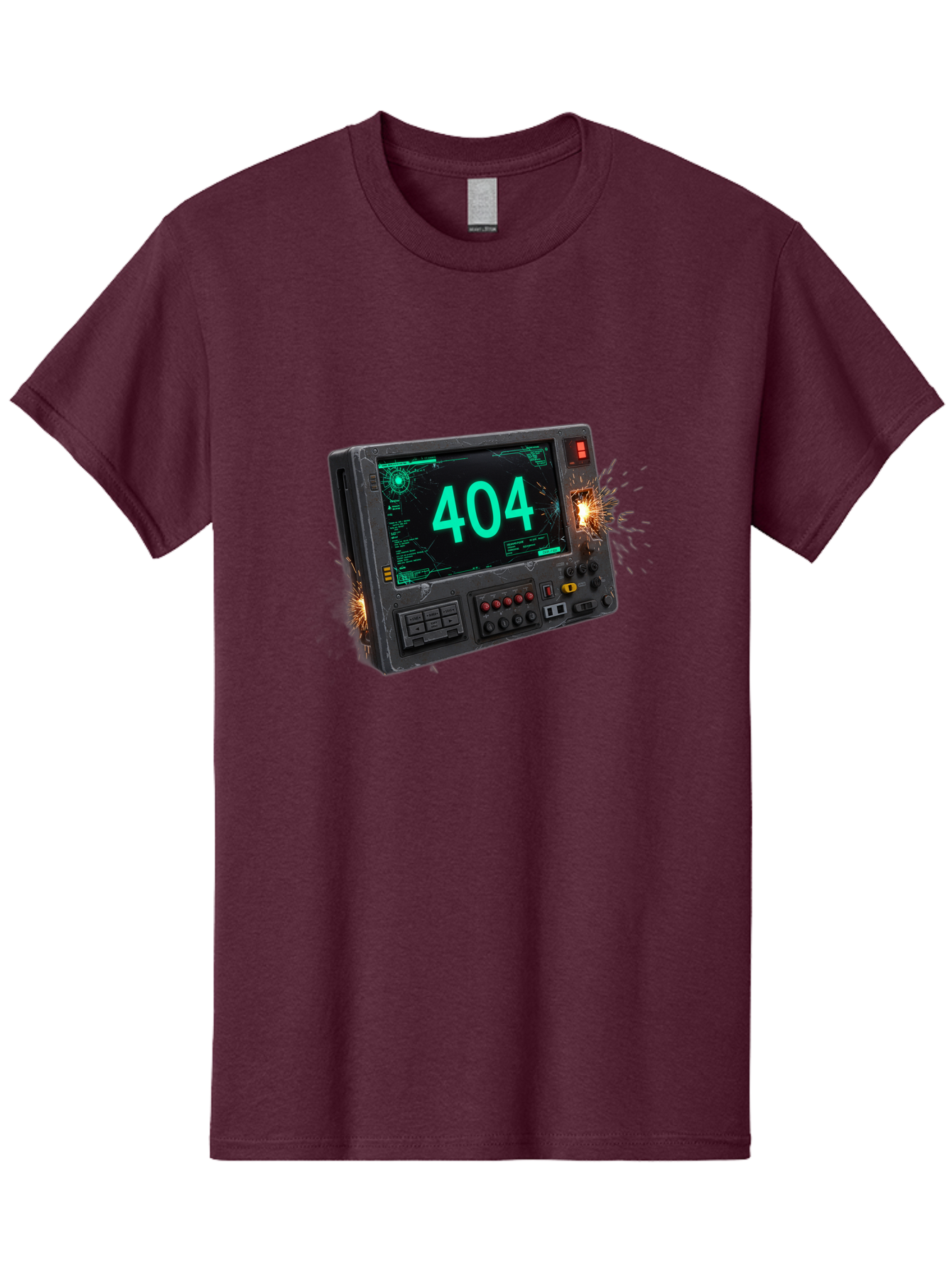 404-Error-Screen Men'S Graphic Tee, 100% Cotton, Comfortable Casual Summer Wear, Machine Washable, Error Message, 404, Computer Screen, Sparks Flying, Malfunctioning, Cyberpunk, Digital Glitches, Futuristic Technology, Error Code Baa091 27