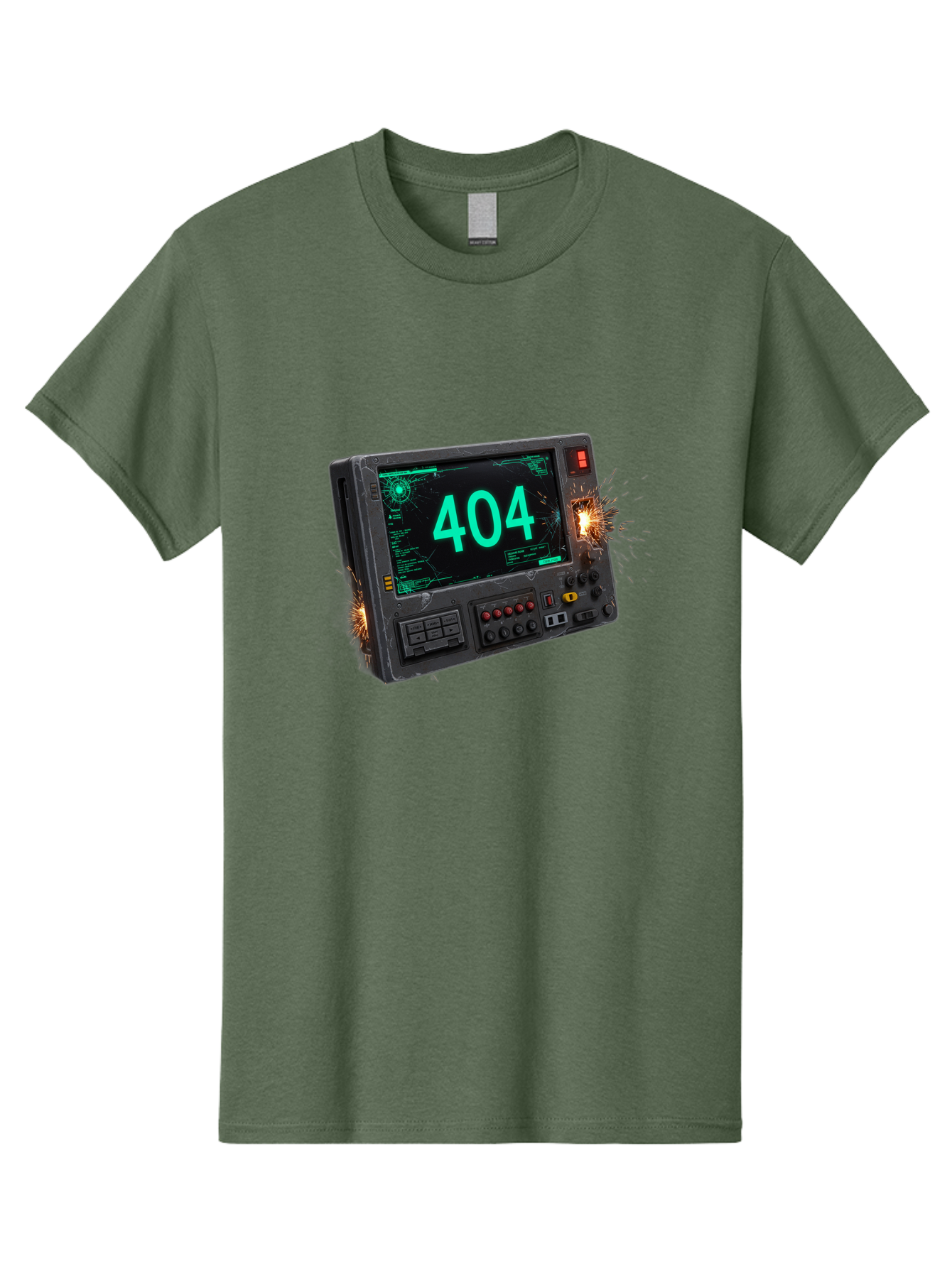 404-Error-Screen Men'S Graphic Tee, 100% Cotton, Comfortable Casual Summer Wear, Machine Washable, Error Message, 404, Computer Screen, Sparks Flying, Malfunctioning, Cyberpunk, Digital Glitches, Futuristic Technology, Error Code Baa091 7