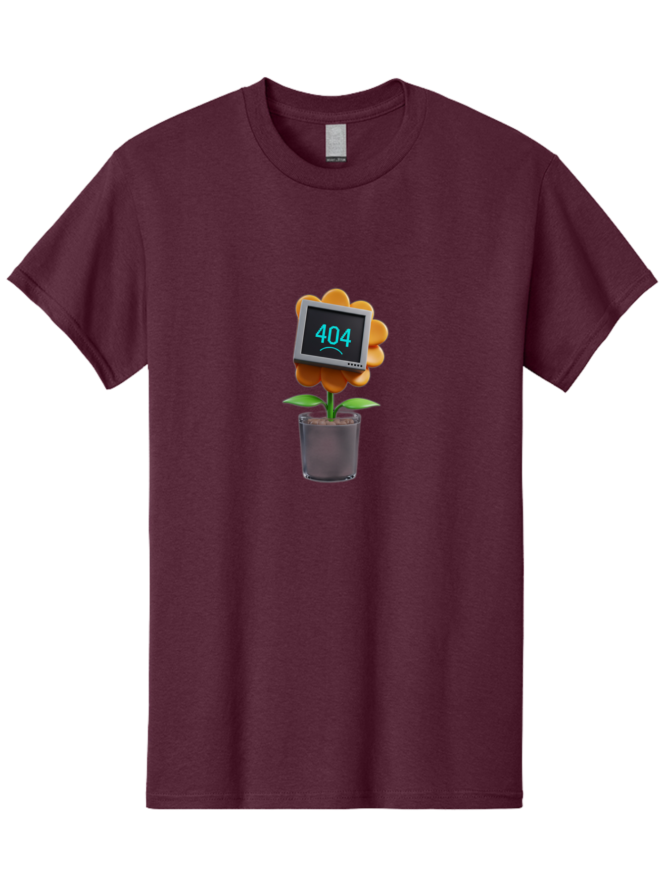 404-Flower Men'S Graphic Tee, 100% Cotton, Comfortable Casual Summer Wear, Machine Washable, Error Message, 404 Page Not Found, Orange Flower, Pot, Screen Display, Sad Face, Technology Glitch, Digital Error, Web Page Issue Baa094 9