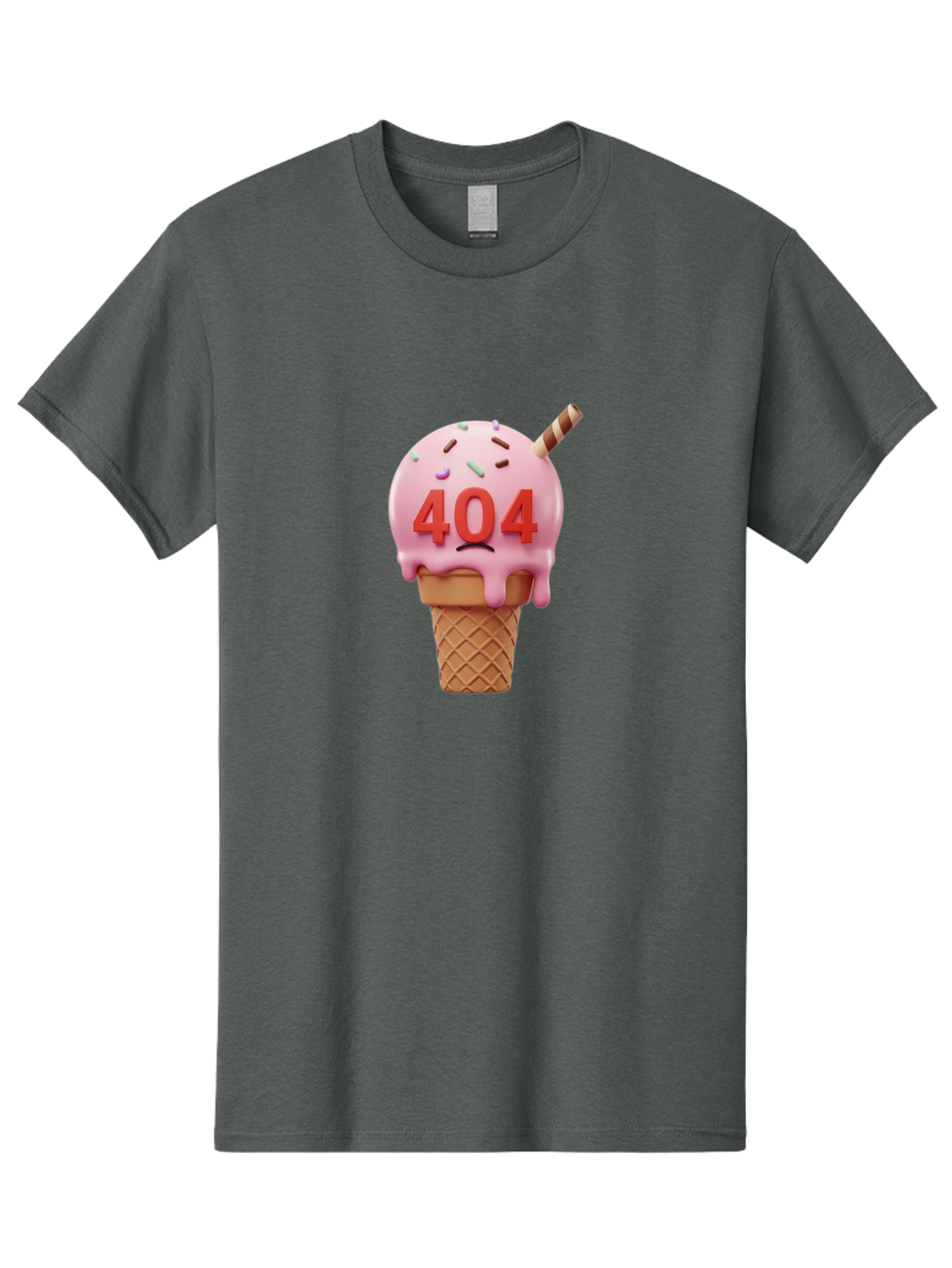 404-Ice-Cream Men'S Graphic Tee, 100% Cotton, Comfortable Casual Summer Wear, Machine Washable, Sad Ice Cream Cone, 404 Error, Pink Ice Cream, Sprinkles, Sweet Treat, Frowning Face, Melting Ice Cream, Error Message, Dessert, 404 Baa095 17
