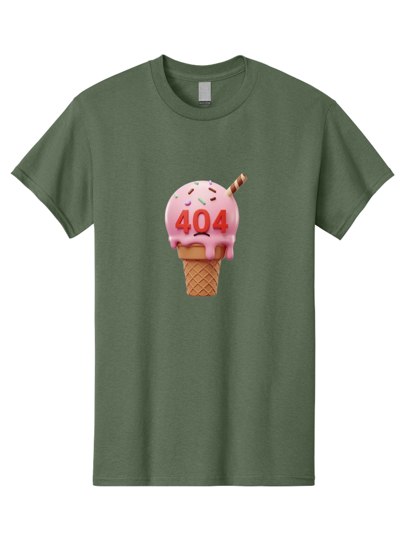 404-Ice-Cream Men'S Graphic Tee, 100% Cotton, Comfortable Casual Summer Wear, Machine Washable, Sad Ice Cream Cone, 404 Error, Pink Ice Cream, Sprinkles, Sweet Treat, Frowning Face, Melting Ice Cream, Error Message, Dessert, 404 Baa095 11