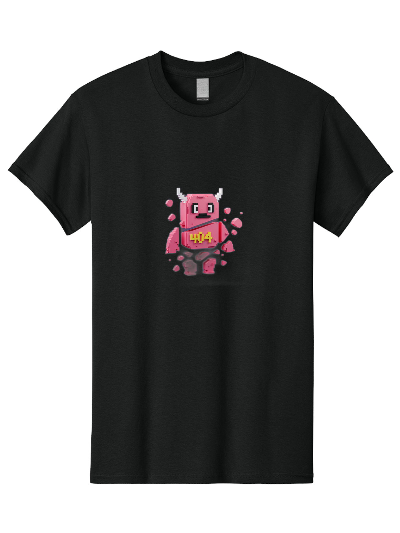 404-Minotaur Men'S Graphic Tee, 100% Cotton, Comfortable Casual Summer Wear, Machine Washable, Pixel Art, 404 Error, Broken Cube, Cute Monster, Glitchy Graphics, Retro Gaming, Digital Art, Funny Illustration, Error Message Baa097 17