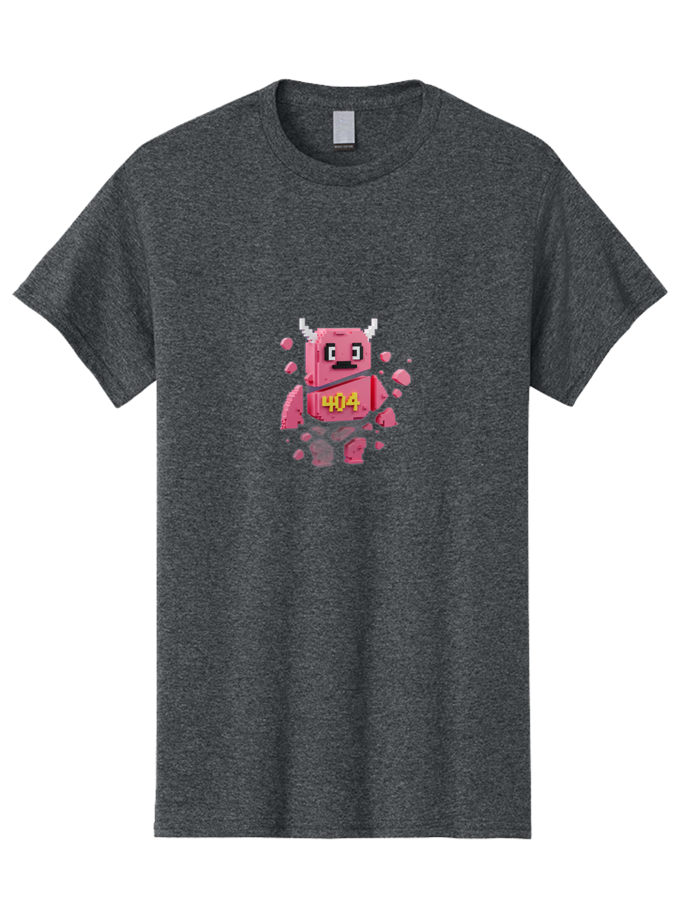 404-Minotaur Men'S Graphic Tee, 100% Cotton, Comfortable Casual Summer Wear, Machine Washable, Pixel Art, 404 Error, Broken Cube, Cute Monster, Glitchy Graphics, Retro Gaming, Digital Art, Funny Illustration, Error Message Baa097 27