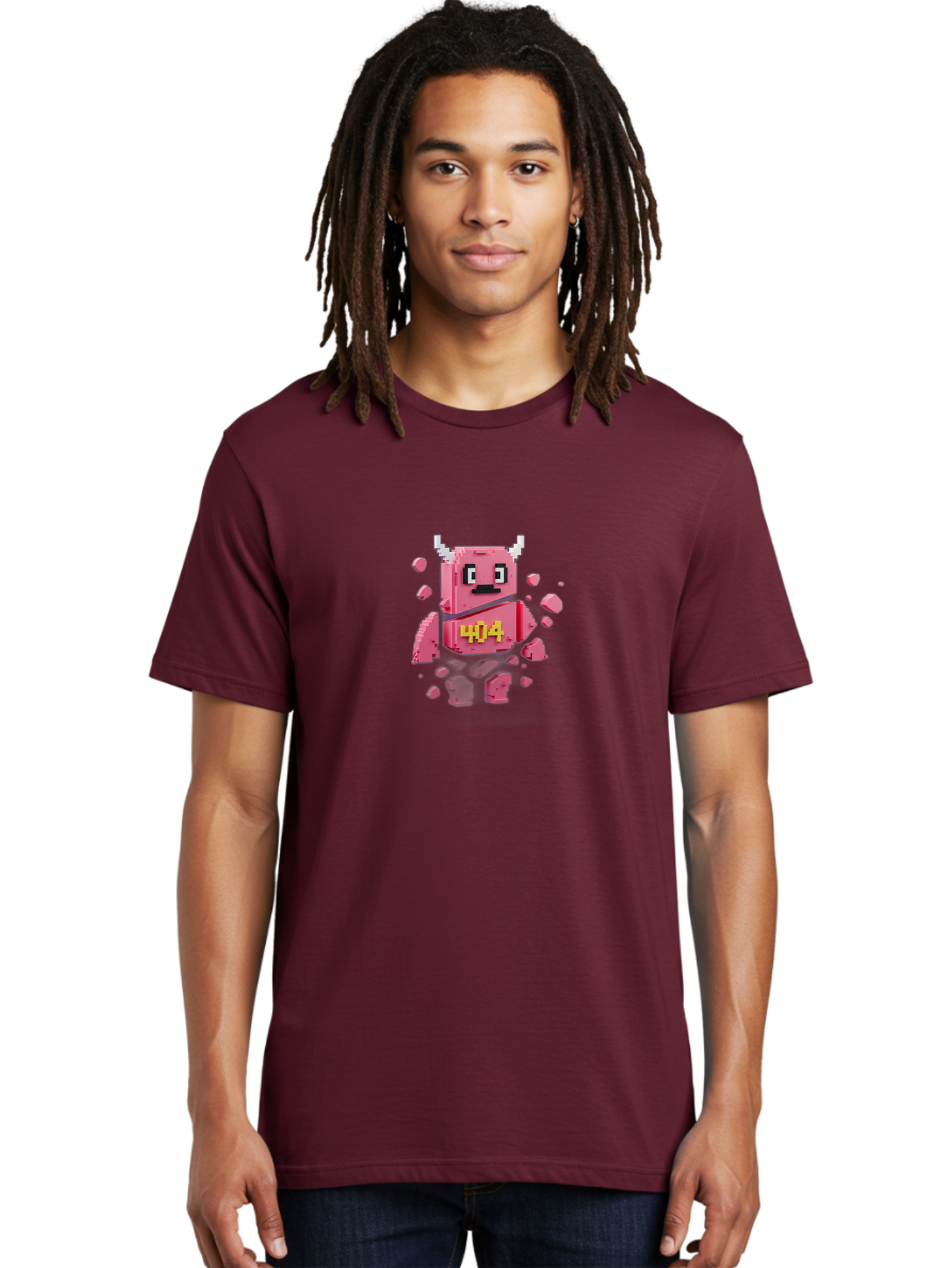 404-Minotaur Men'S Graphic Tee, 100% Cotton, Comfortable Casual Summer Wear, Machine Washable, Pixel Art, 404 Error, Broken Cube, Cute Monster, Glitchy Graphics, Retro Gaming, Digital Art, Funny Illustration, Error Message Baa097 6