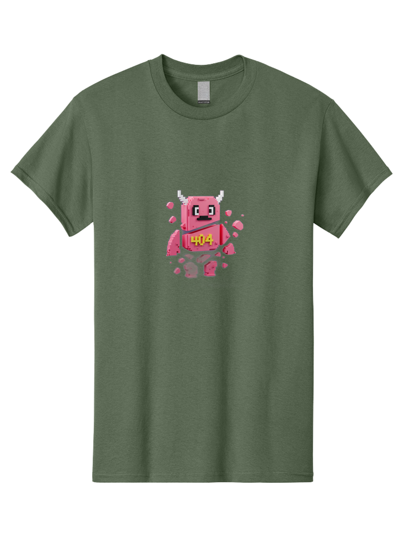 404-Minotaur Men'S Graphic Tee, 100% Cotton, Comfortable Casual Summer Wear, Machine Washable, Pixel Art, 404 Error, Broken Cube, Cute Monster, Glitchy Graphics, Retro Gaming, Digital Art, Funny Illustration, Error Message Baa097 23