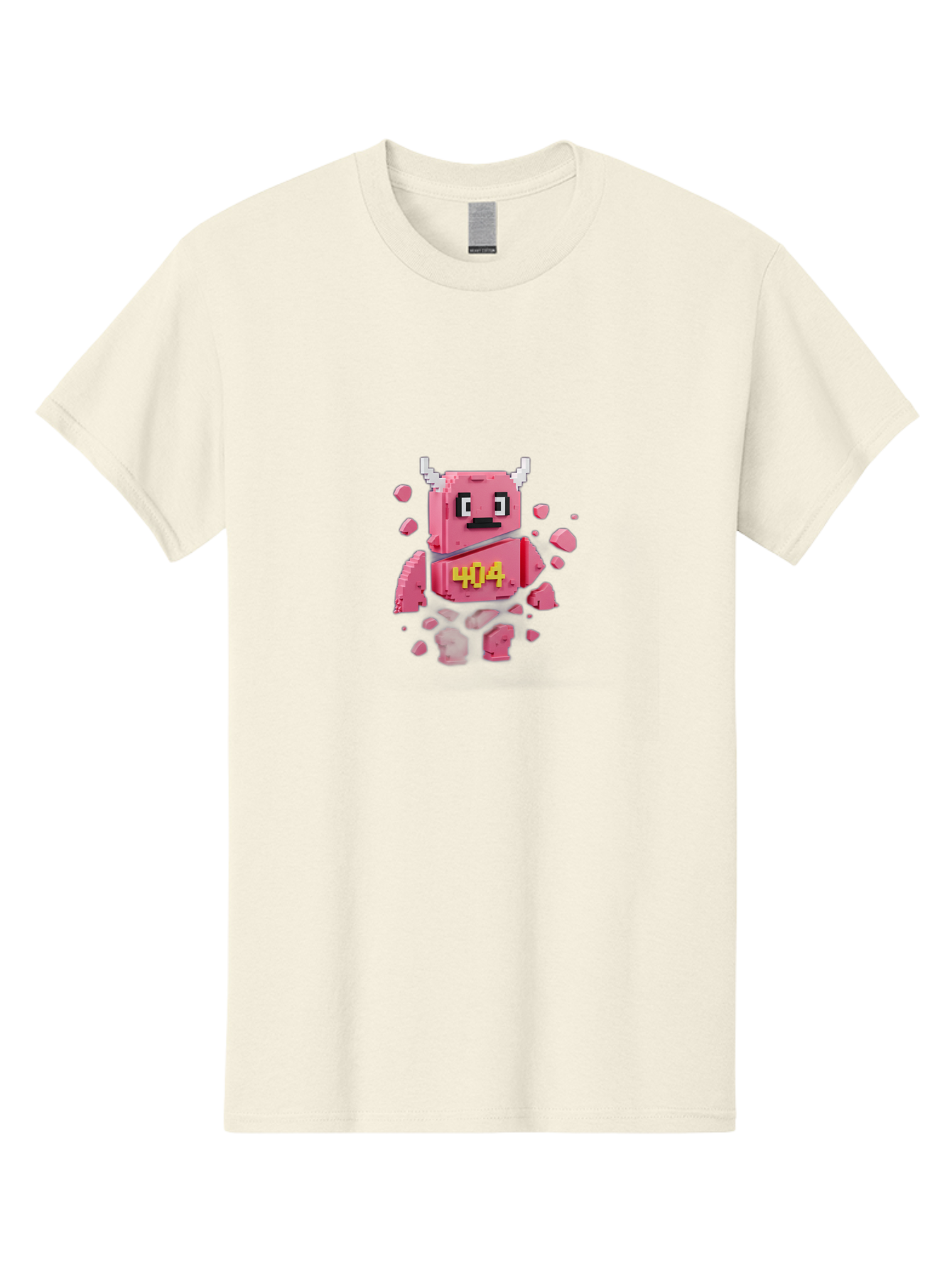 404-Minotaur Men'S Graphic Tee, 100% Cotton, Comfortable Casual Summer Wear, Machine Washable, Pixel Art, 404 Error, Broken Cube, Cute Monster, Glitchy Graphics, Retro Gaming, Digital Art, Funny Illustration, Error Message Baa097 29