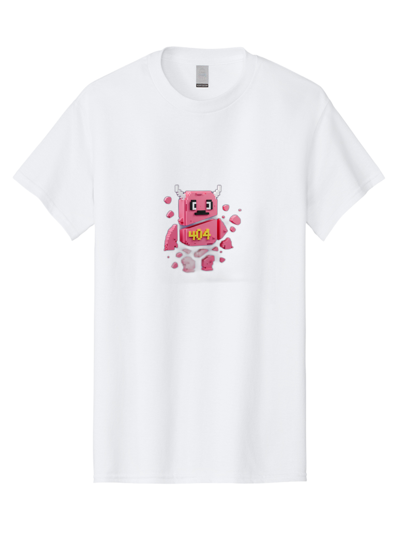 404-Minotaur Men'S Graphic Tee, 100% Cotton, Comfortable Casual Summer Wear, Machine Washable, Pixel Art, 404 Error, Broken Cube, Cute Monster, Glitchy Graphics, Retro Gaming, Digital Art, Funny Illustration, Error Message Baa097 13