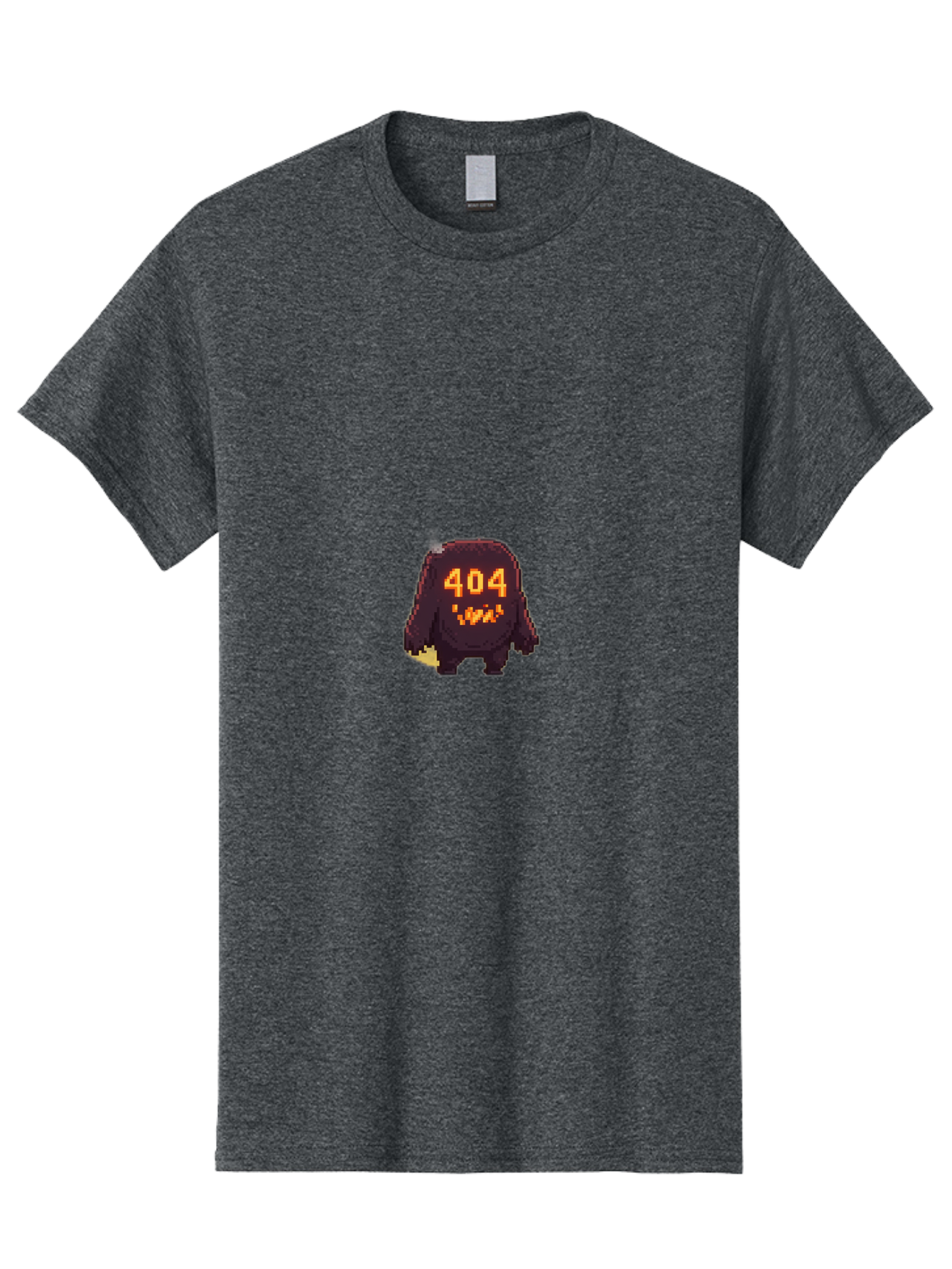404-Monster-1 Men'S Graphic Tee, 100% Cotton, Comfortable Casual Summer Wear, Machine Washable, Pixel Art Monster, Error Message, 404 Error, Broken Link, Creepy Creature, Digital Art, Halloween Theme, Orange Glow, Dark Creature Baa098 27