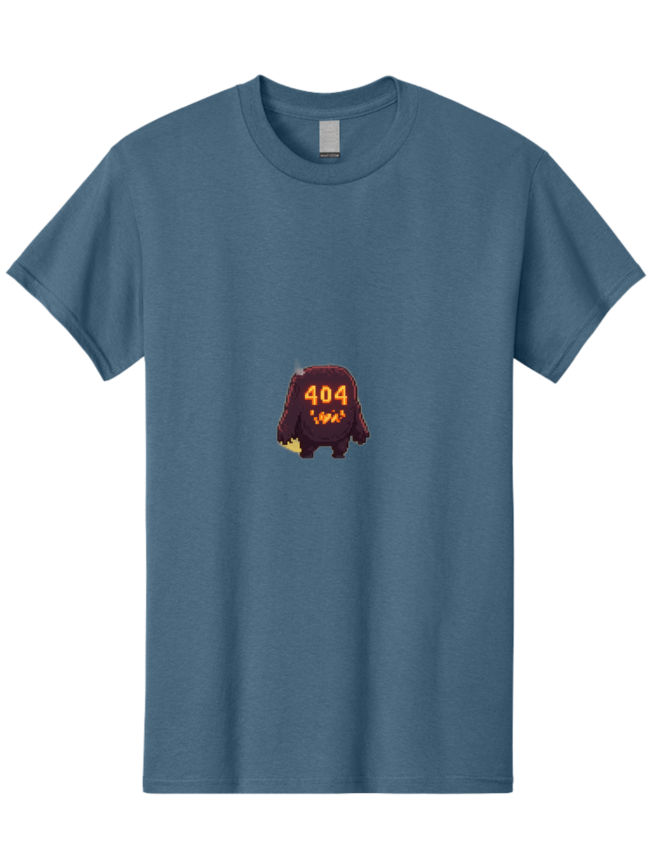 404-Monster-1 Men'S Graphic Tee, 100% Cotton, Comfortable Casual Summer Wear, Machine Washable, Pixel Art Monster, Error Message, 404 Error, Broken Link, Creepy Creature, Digital Art, Halloween Theme, Orange Glow, Dark Creature Baa098 17