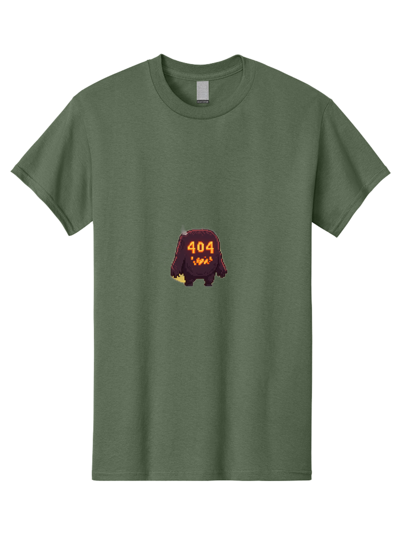 404-Monster-1 Men'S Graphic Tee, 100% Cotton, Comfortable Casual Summer Wear, Machine Washable, Pixel Art Monster, Error Message, 404 Error, Broken Link, Creepy Creature, Digital Art, Halloween Theme, Orange Glow, Dark Creature Baa098 7