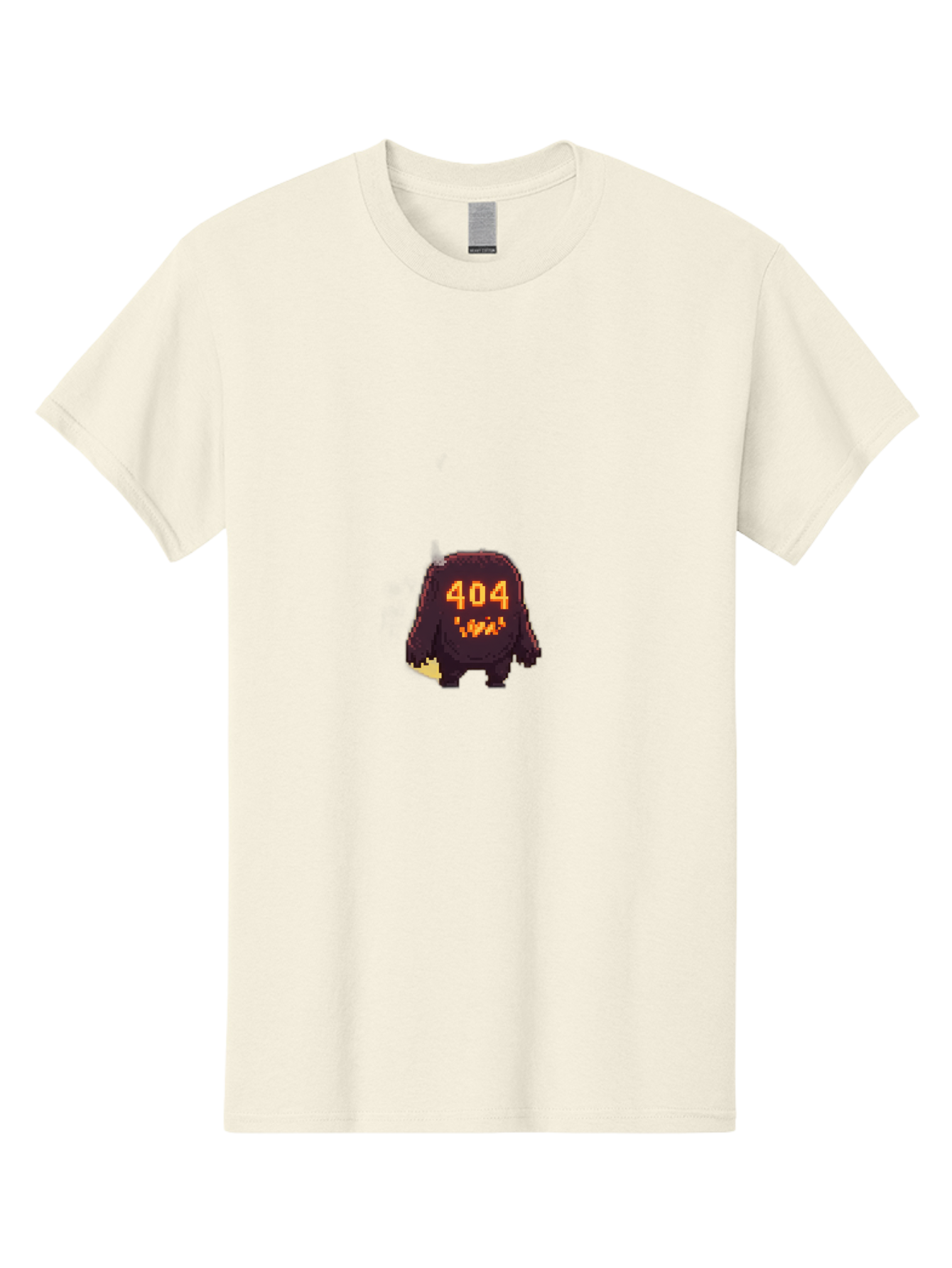 404-Monster-1 Men'S Graphic Tee, 100% Cotton, Comfortable Casual Summer Wear, Machine Washable, Pixel Art Monster, Error Message, 404 Error, Broken Link, Creepy Creature, Digital Art, Halloween Theme, Orange Glow, Dark Creature Baa098 23