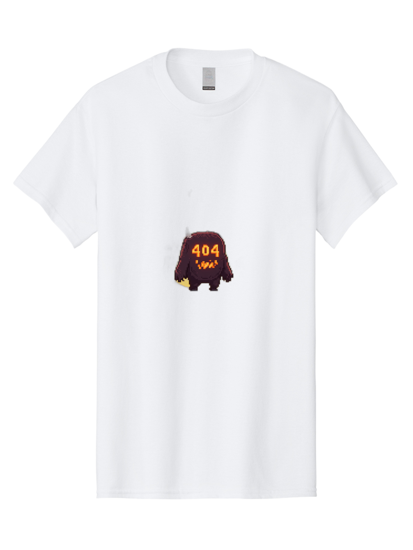 404-Monster-1 Men'S Graphic Tee, 100% Cotton, Comfortable Casual Summer Wear, Machine Washable, Pixel Art Monster, Error Message, 404 Error, Broken Link, Creepy Creature, Digital Art, Halloween Theme, Orange Glow, Dark Creature Baa098 3