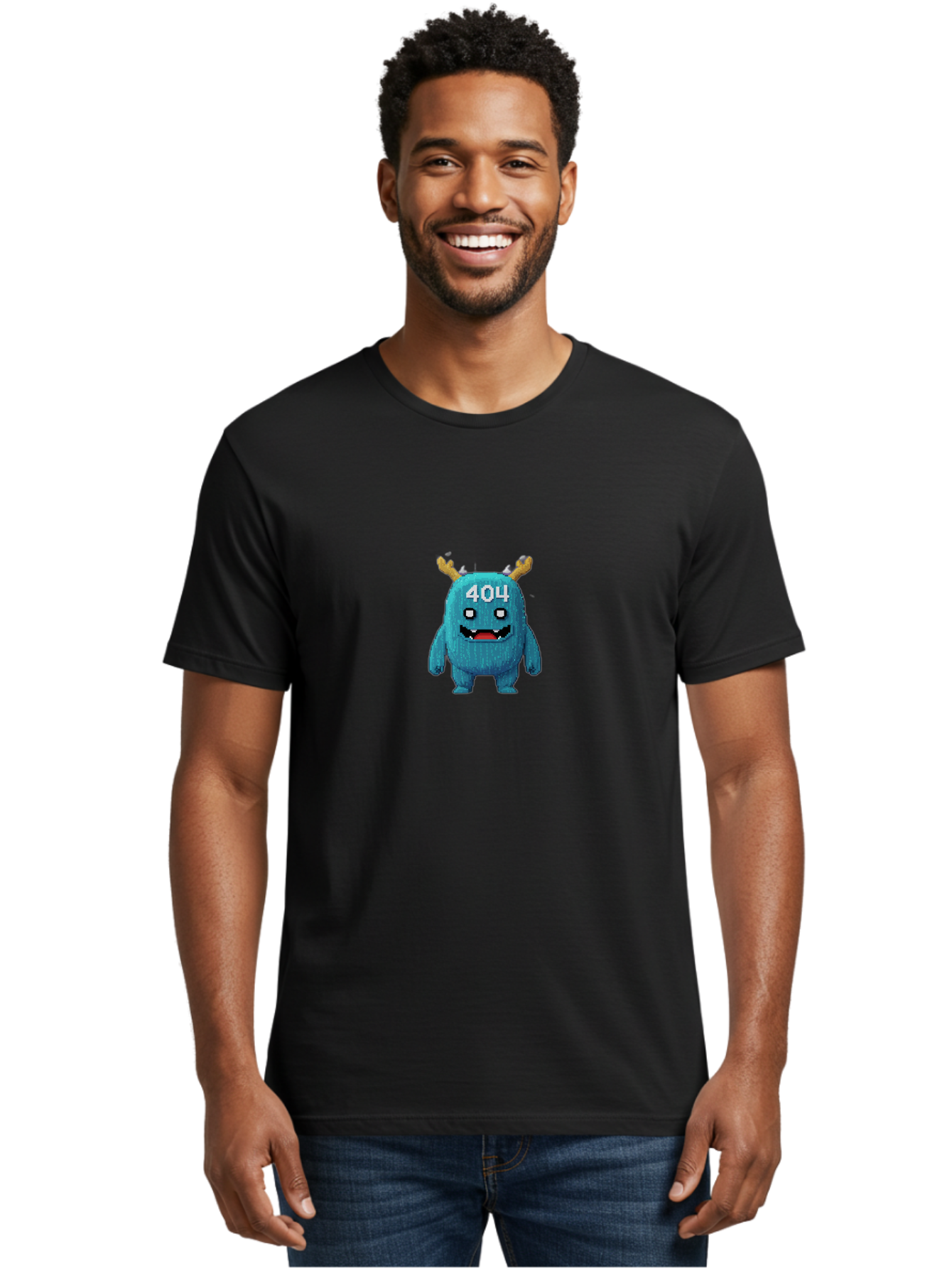 404-Monster-2 Men'S Graphic Tee, 100% Cotton, Comfortable Casual Summer Wear, Machine Washable, Cute Monster, Error Page, 404 Page, Funny Creature, Cartoon Character, Error Message, Digital Art, Web Design, Pixel Art Baa099 20