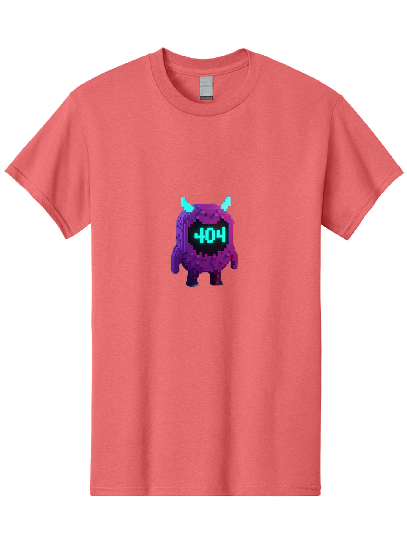 404-Monster-3 Men'S Graphic Tee, 100% Cotton, Comfortable Casual Summer Wear, Machine Washable, Pixel Art Monster, 404 Error, Digital Creature, Purple Monster, Blue Horns, Error Page, Glitchy Graphics, 8-Bit Style, Retro Gaming Baa100 27