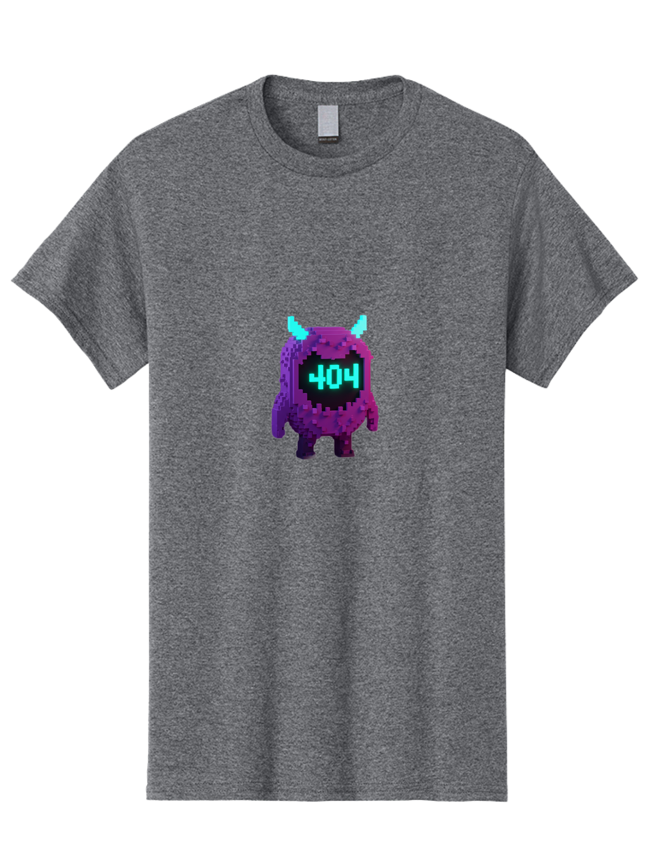 404-Monster-3 Men'S Graphic Tee, 100% Cotton, Comfortable Casual Summer Wear, Machine Washable, Pixel Art Monster, 404 Error, Digital Creature, Purple Monster, Blue Horns, Error Page, Glitchy Graphics, 8-Bit Style, Retro Gaming Baa100 13