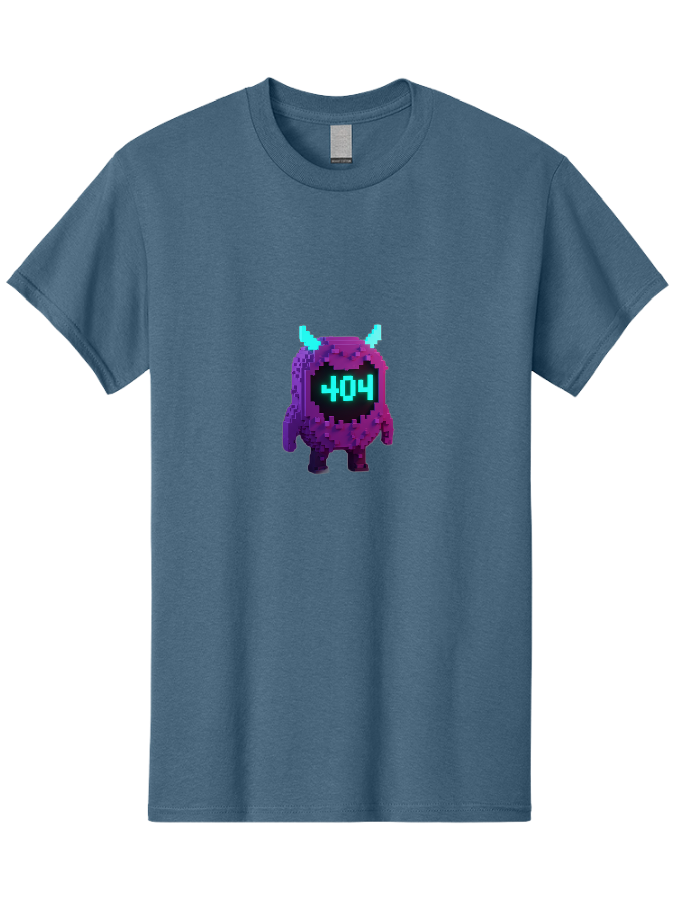 404-Monster-3 Men'S Graphic Tee, 100% Cotton, Comfortable Casual Summer Wear, Machine Washable, Pixel Art Monster, 404 Error, Digital Creature, Purple Monster, Blue Horns, Error Page, Glitchy Graphics, 8-Bit Style, Retro Gaming Baa100 15