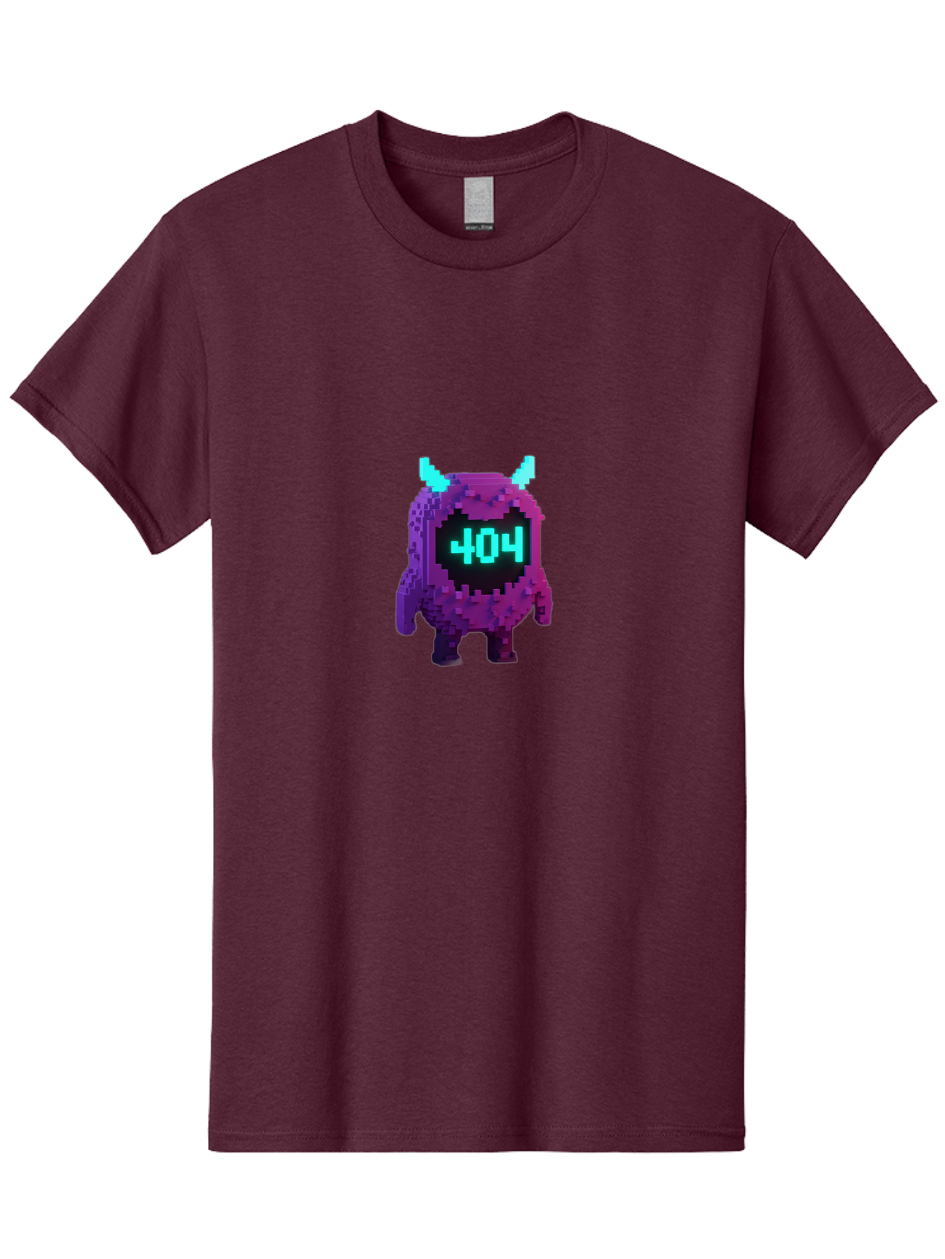 404-Monster-3 Men'S Graphic Tee, 100% Cotton, Comfortable Casual Summer Wear, Machine Washable, Pixel Art Monster, 404 Error, Digital Creature, Purple Monster, Blue Horns, Error Page, Glitchy Graphics, 8-Bit Style, Retro Gaming Baa100 3